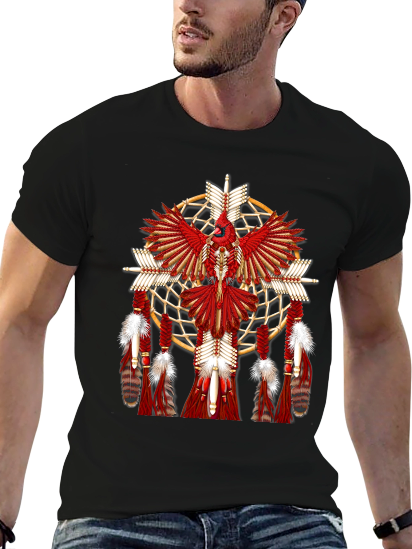 Black Cardinal Dreamcatcher Graphic Tee view 6