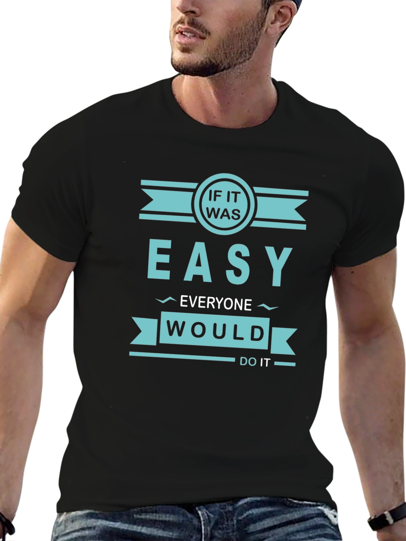 Black Motivational "If It Was Easy" Graphic Tee view 6
