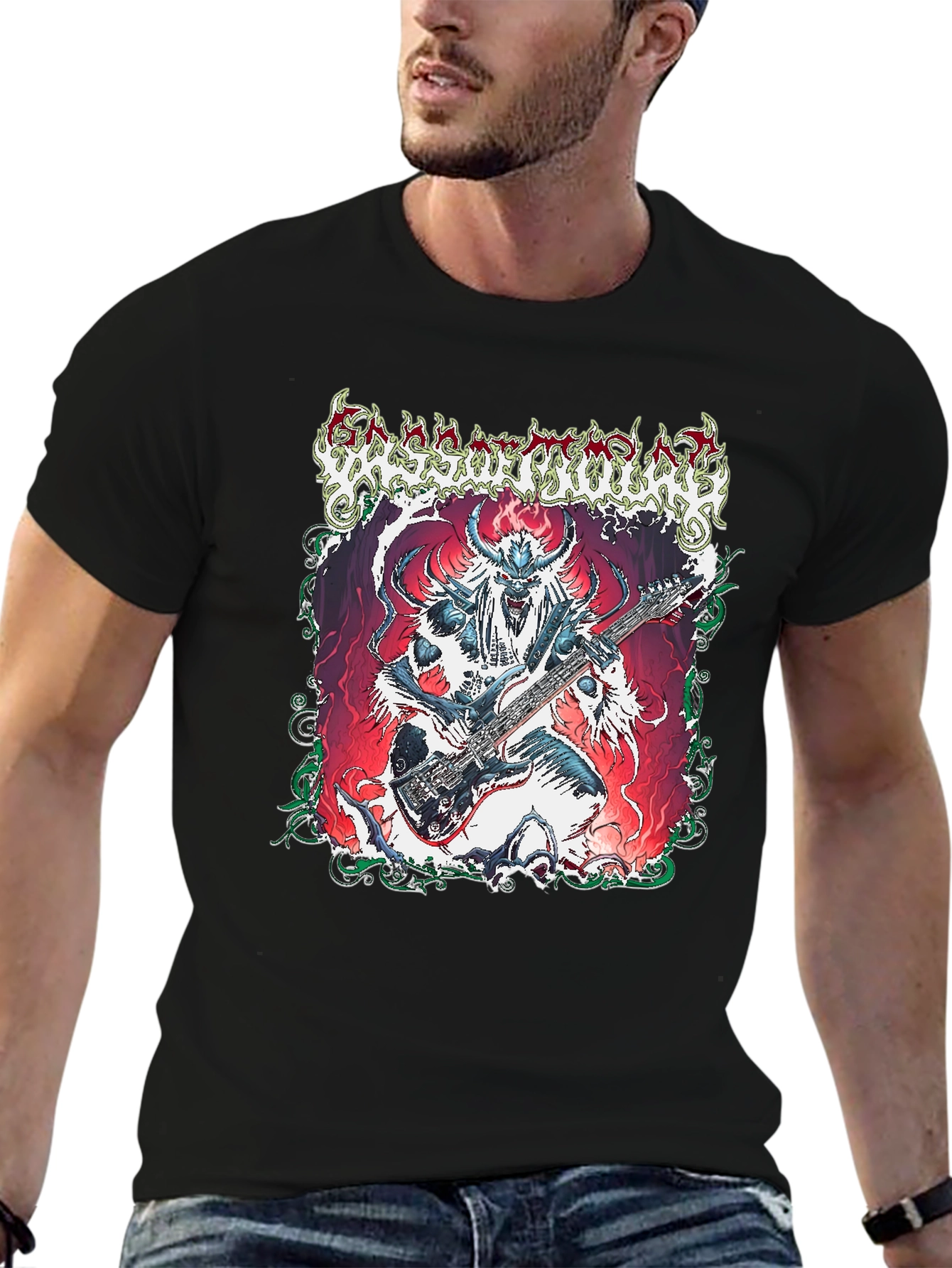 Black Black Graphic Tee - Heavy Metal Guitarist view 6