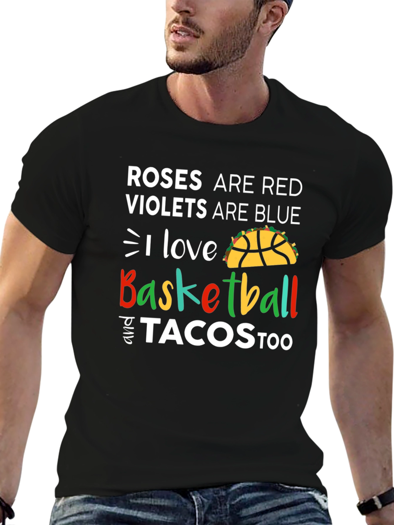 Black Basketball and Tacos Graphic Tee view 6