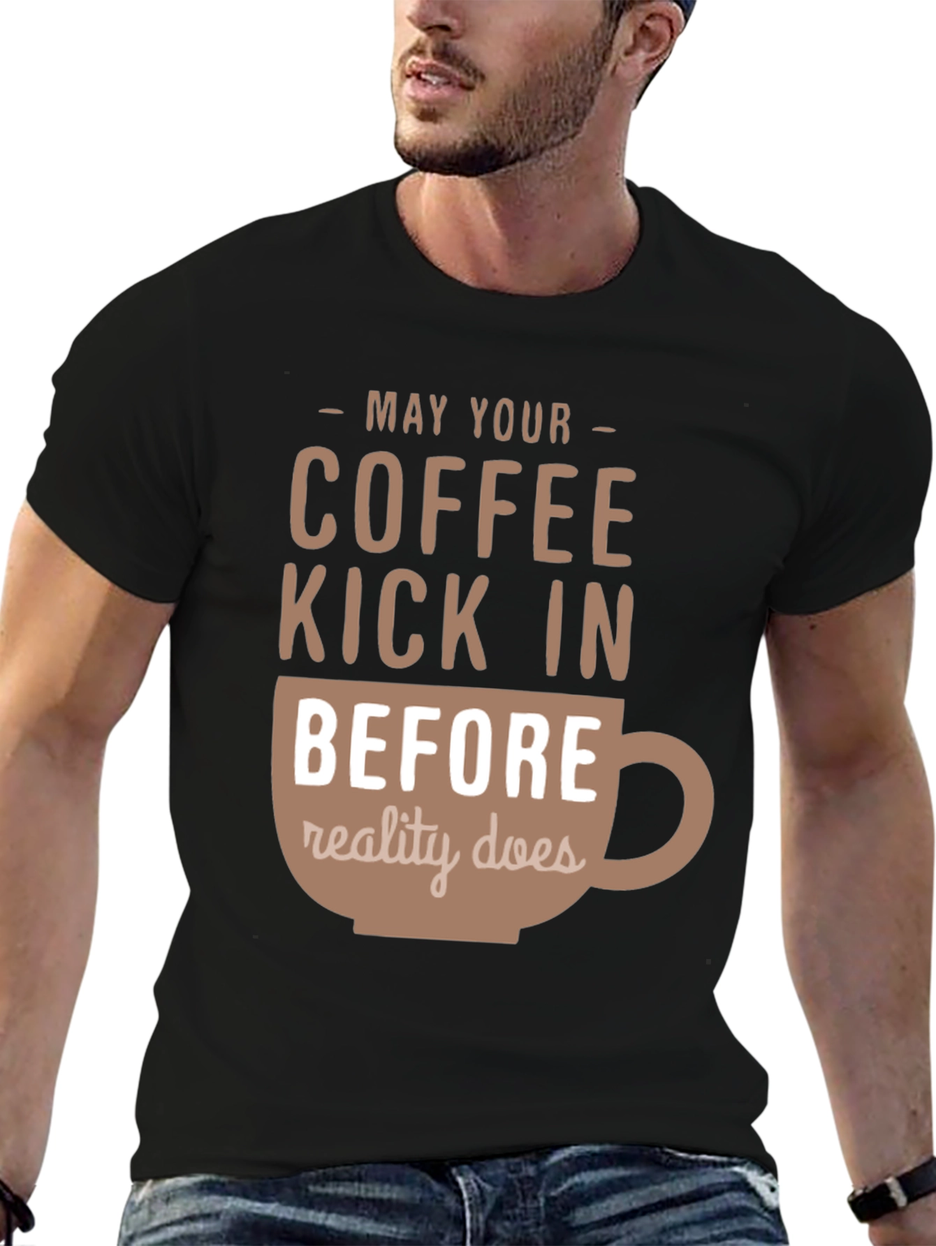 Black Coffee Kick In T-Shirt - Funny Caffeine Tee view 6