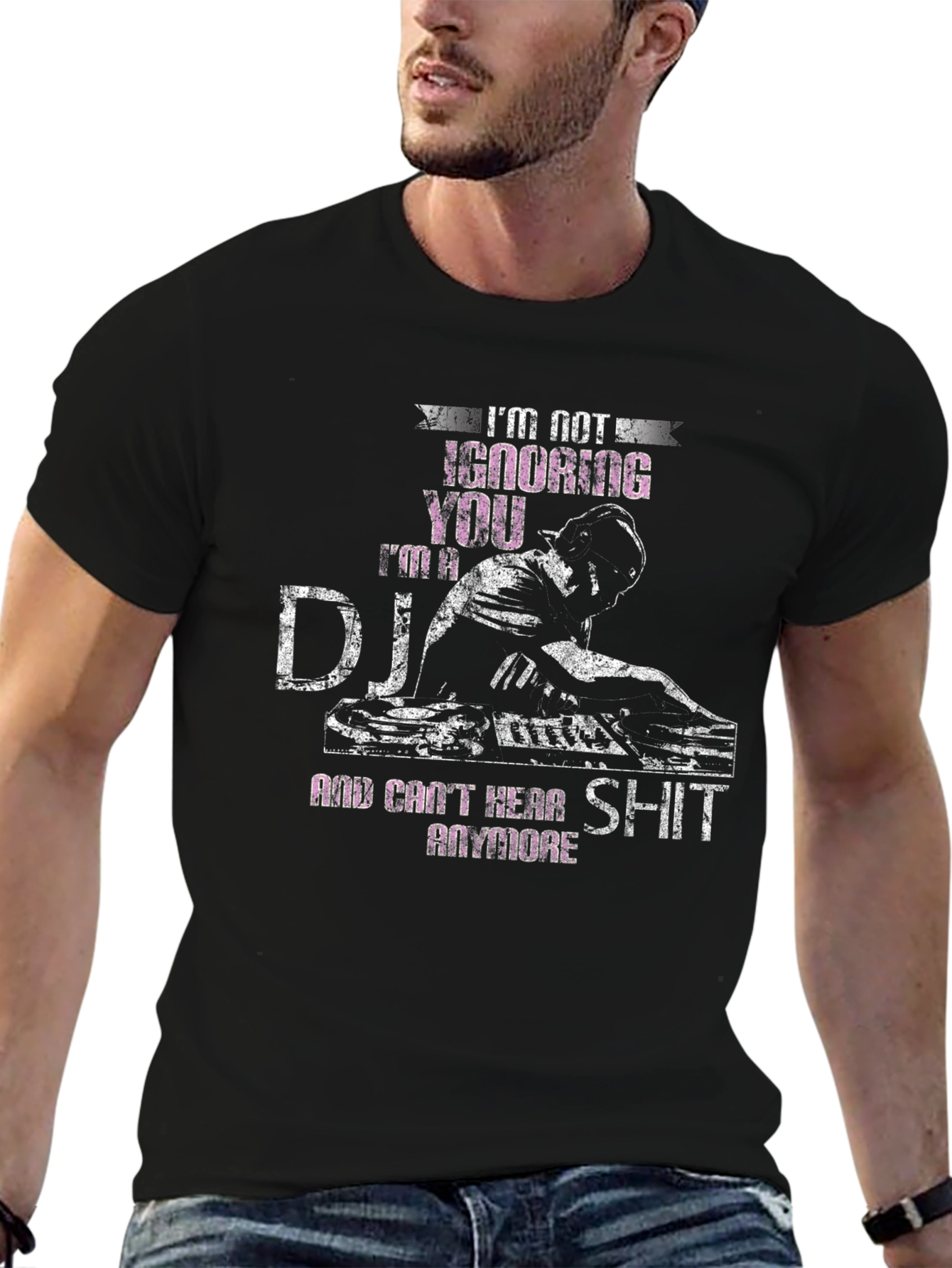 Black DJ Graphic T-Shirt - "I'm Not Ignoring You" view 6
