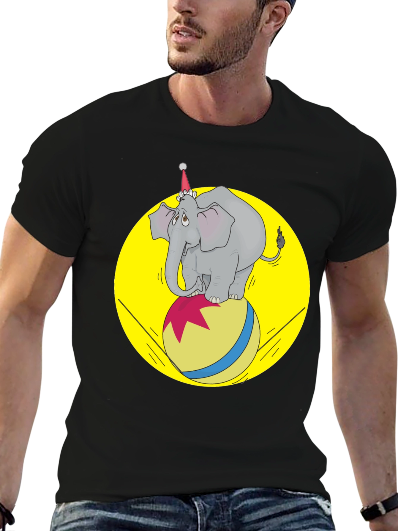 Black Circus Elephant T-Shirt - Novelty Graphic Tee view 6