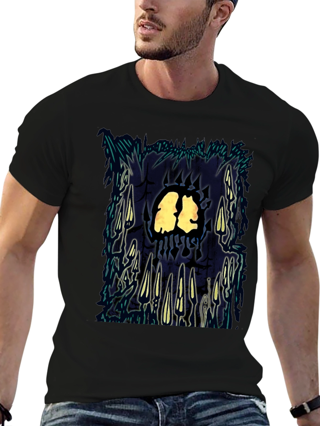 Black Abstract Graphic Print T-Shirt view 6