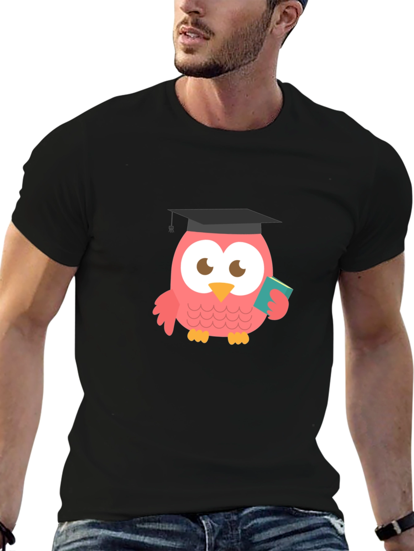Black Graduation Owl Graphic Tee - Cute and Clever Design view 6