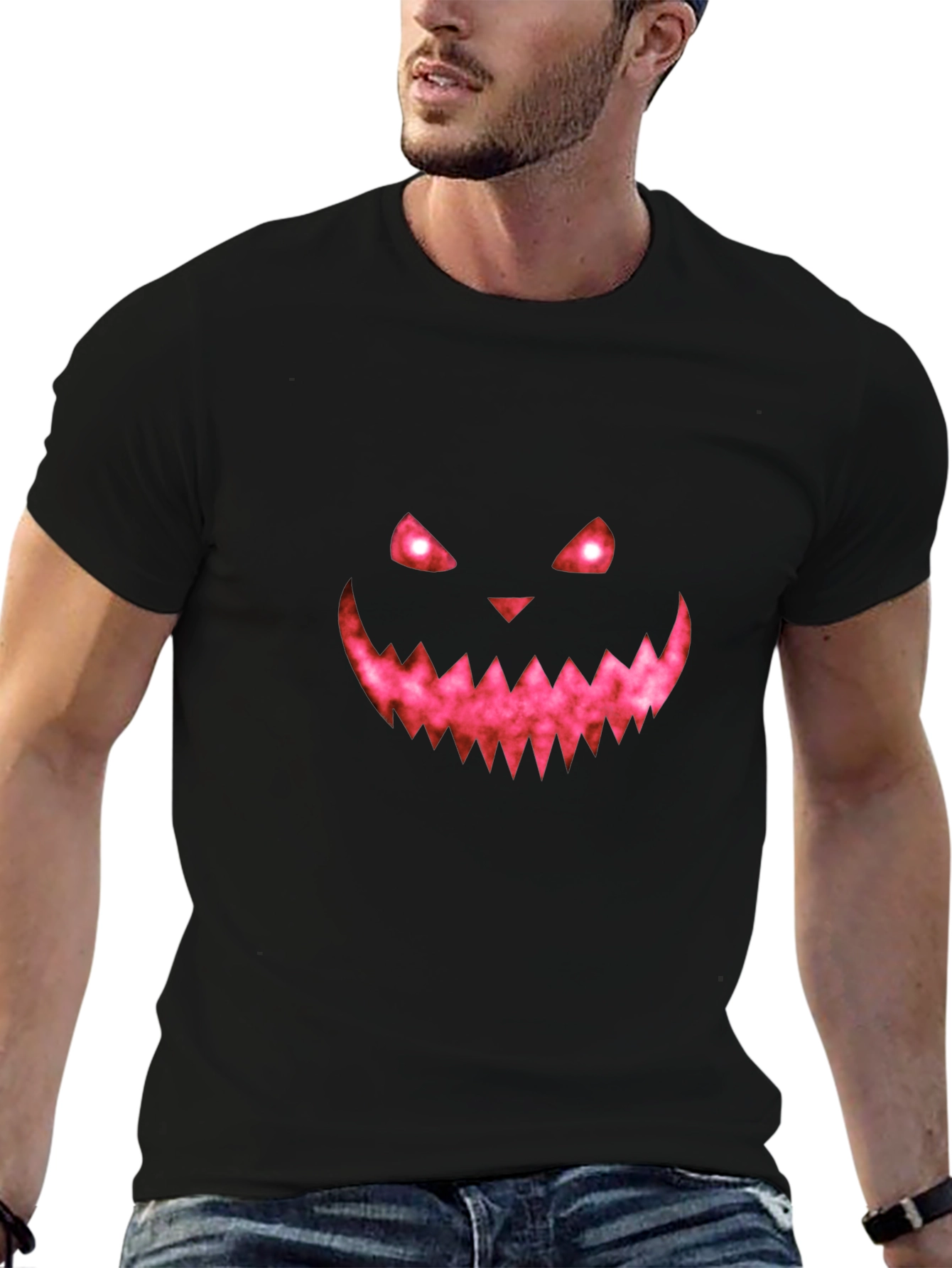 Black Halloween Pumpkin Face Graphic Tee view 6