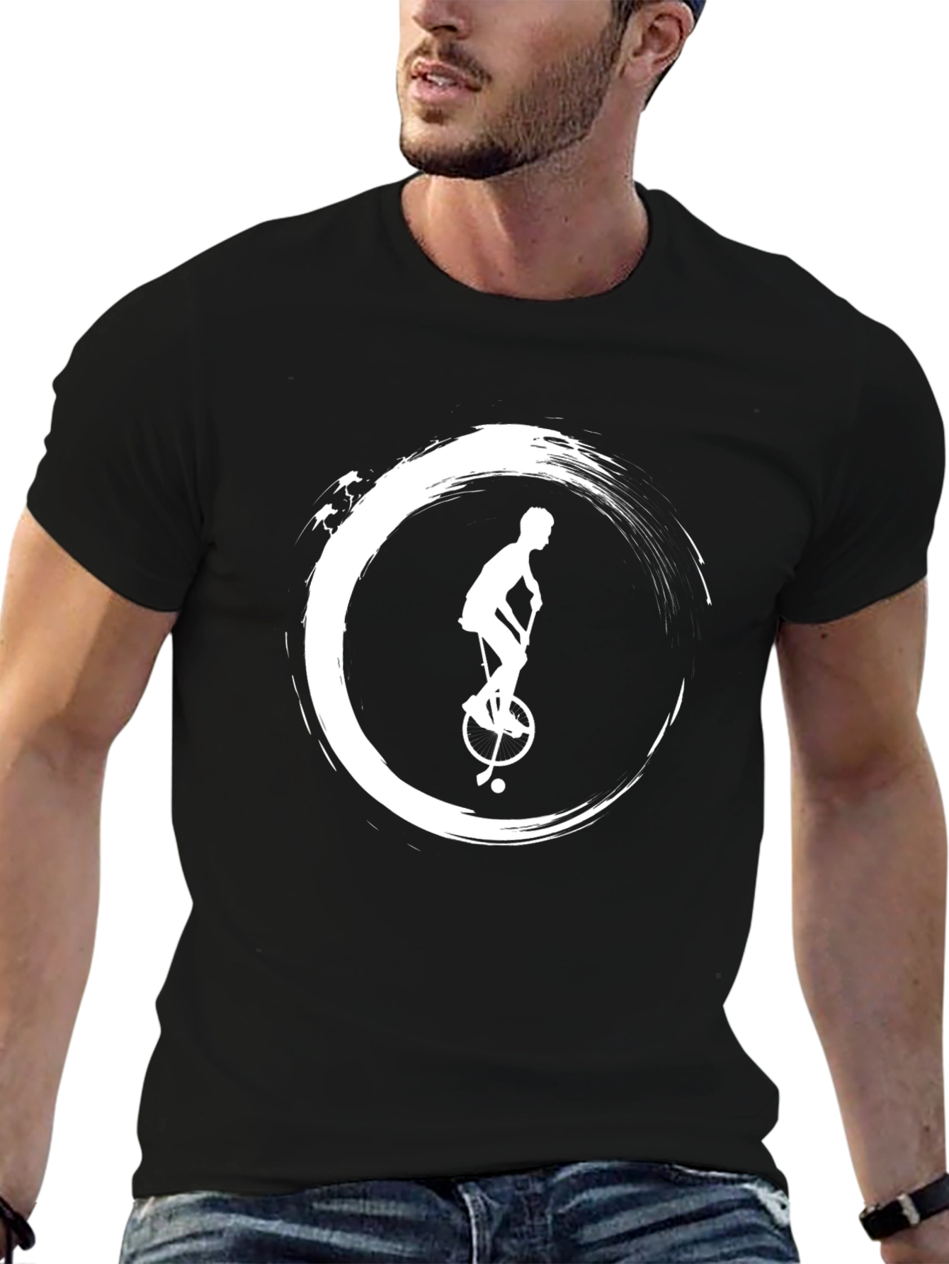 Black Unicycle Zen T-Shirt - Black Graphic Tee view 6