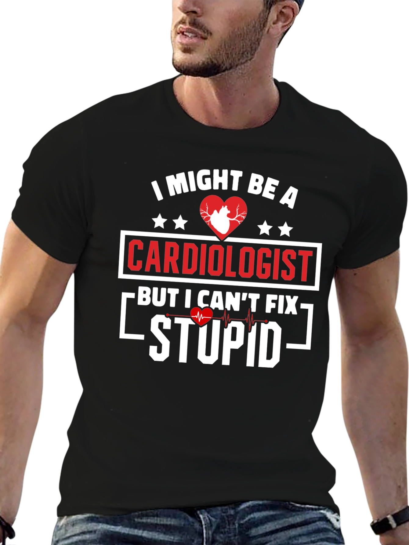 Black Cardiologist Humor Graphic T-Shirt view 6