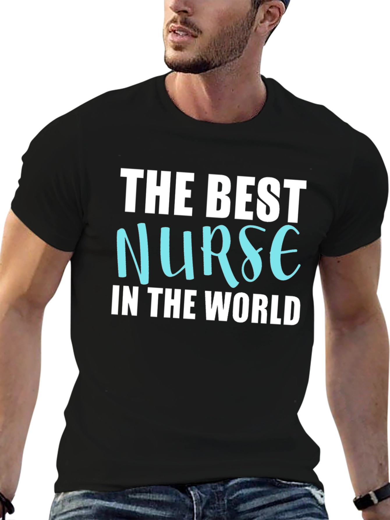 Black Best Nurse in the World Black Graphic Tee Shirt view 6
