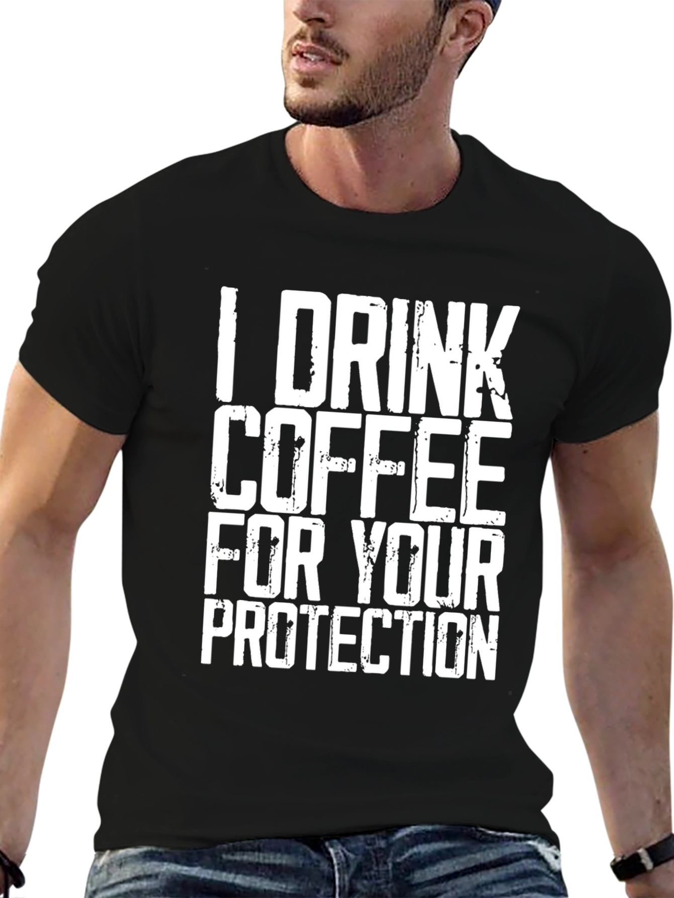 Black Coffee Protection T-Shirt - Funny Novelty Tee view 6