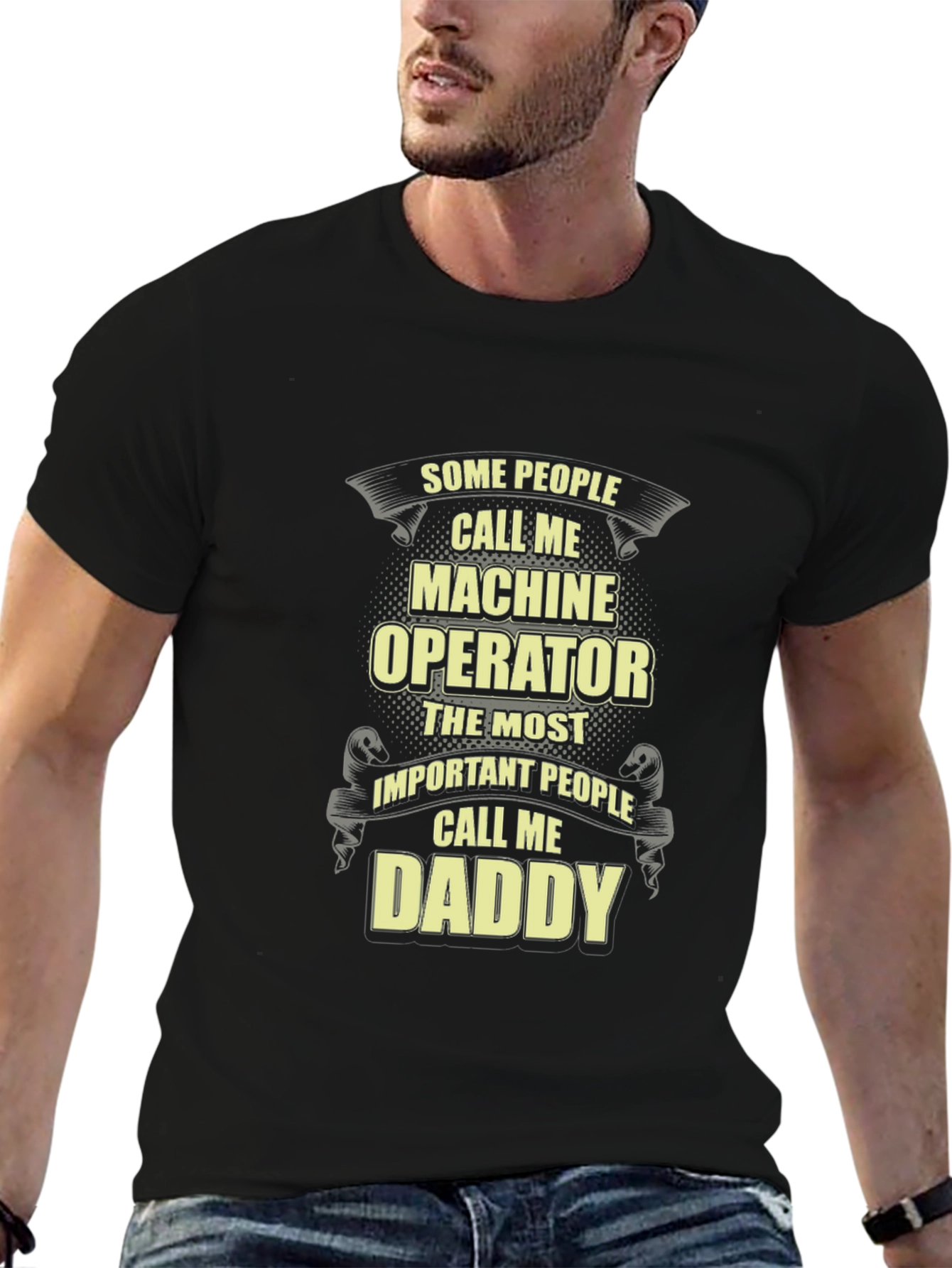 Black Machine Operator Daddy Funny Graphic T-Shirt view 6
