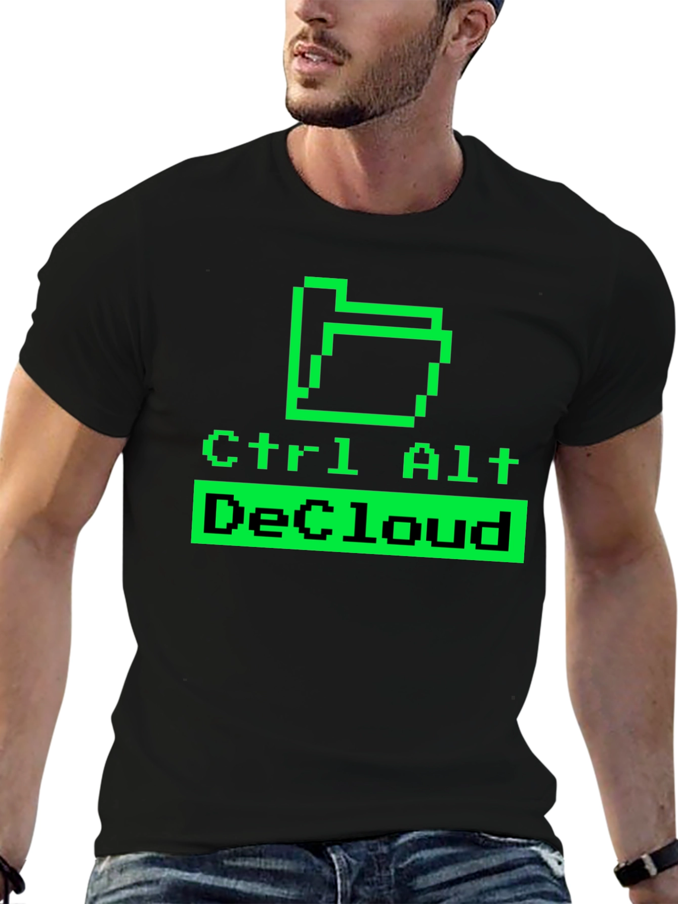 Black Ctrl Alt DeCloud T-Shirt - Geeky Tech Humor view 6
