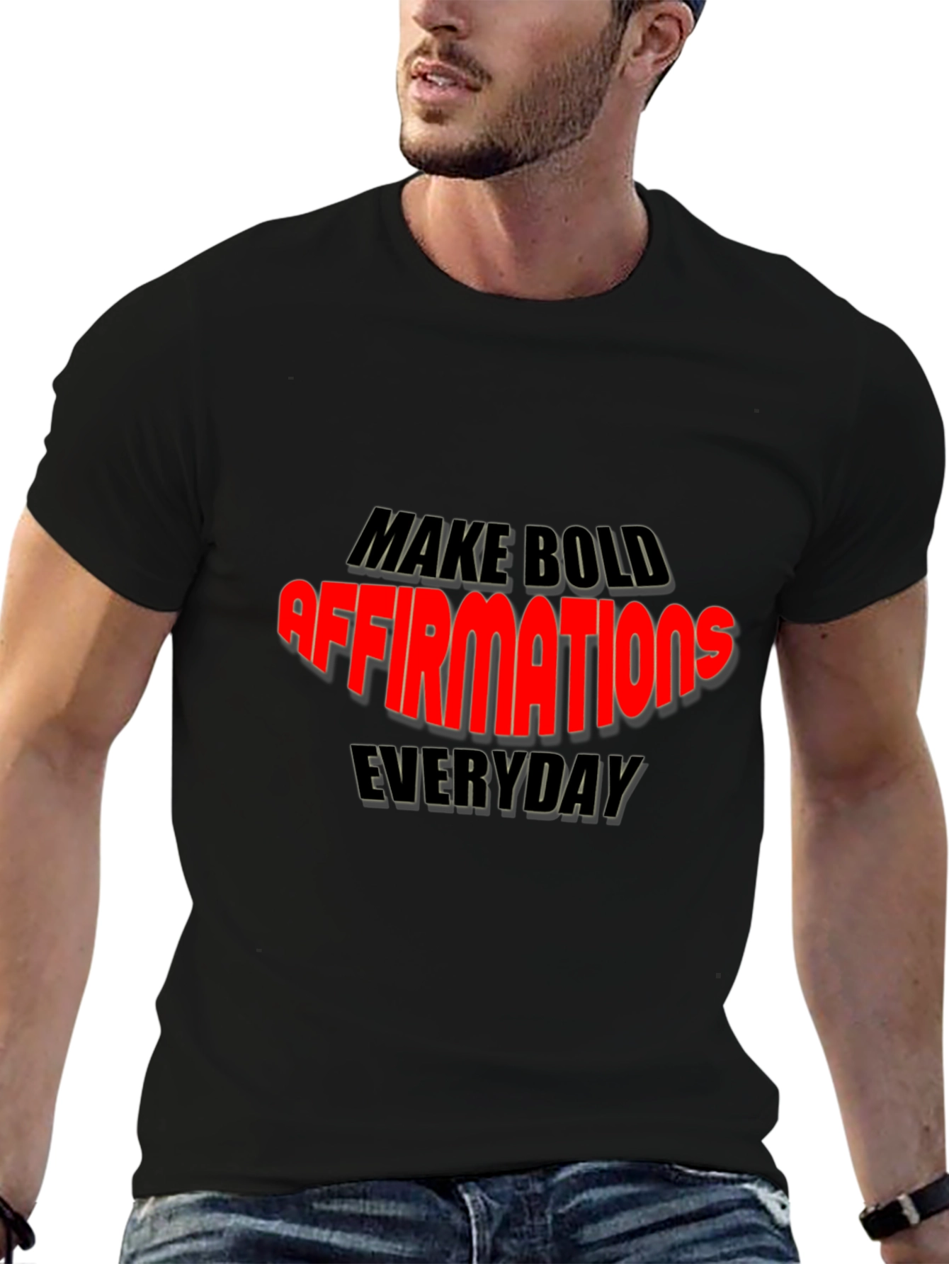 Black Motivational Graphic T-Shirt - Bold Affirmations view 6