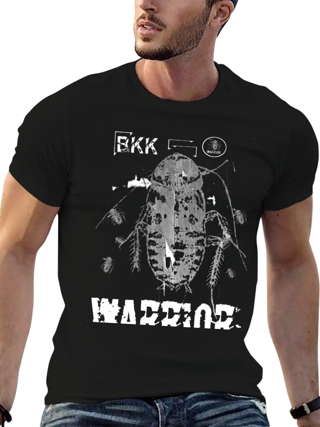 Black BKK Warrior Graphic Tee - Bold Cockroach Design view 6