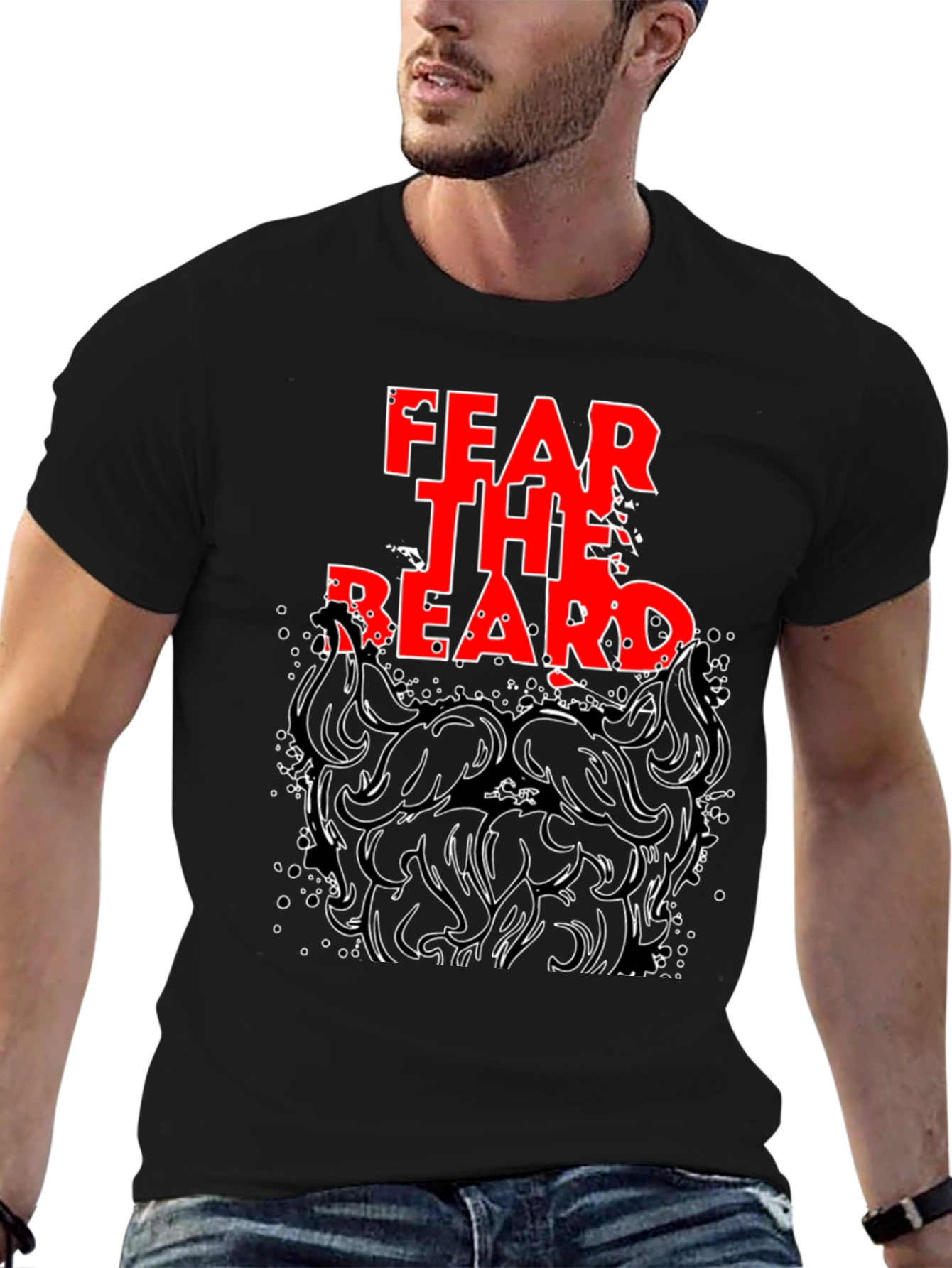 Black Fear The Beard T-Shirt - Black Cotton Tee view 6