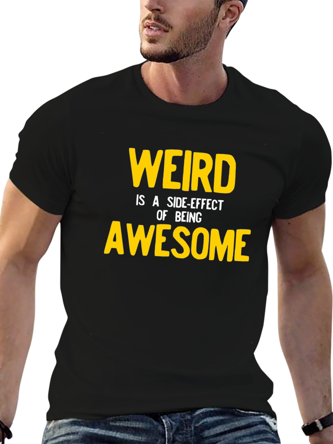 Black Weird Awesome Graphic Tee - Black Casual Shirt view 6