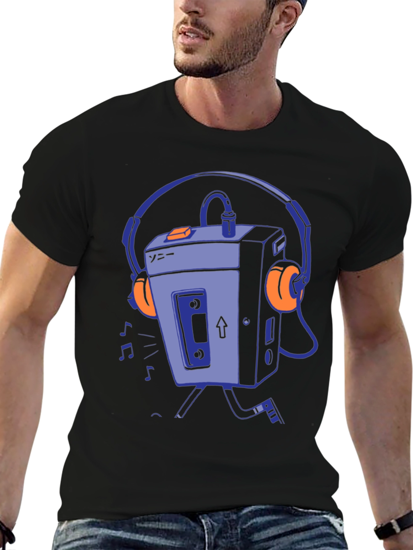 Black Retro Walkman Graphic T-Shirt - Black view 6