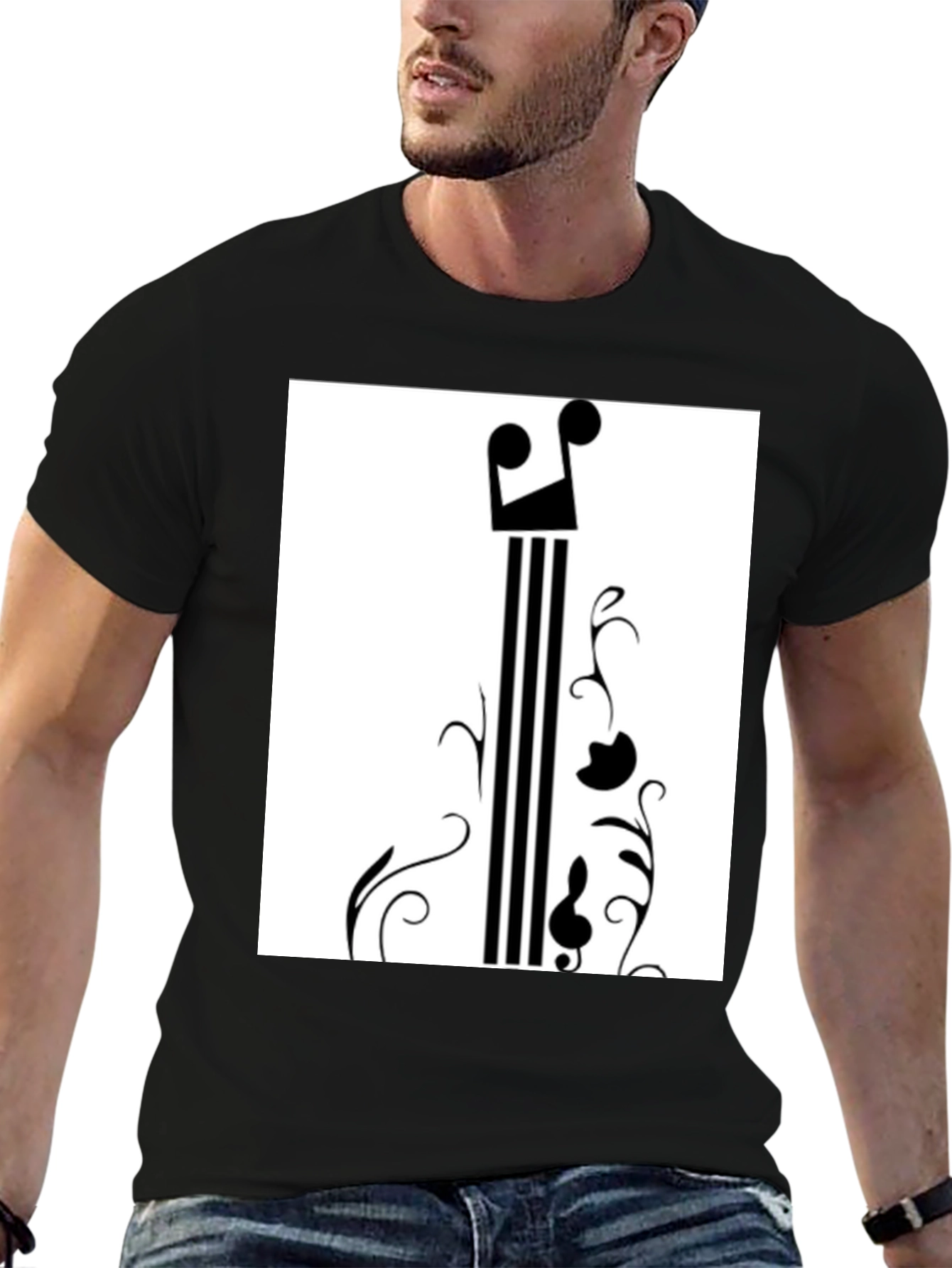 Black Music Note Graphic Black T-Shirt view 6