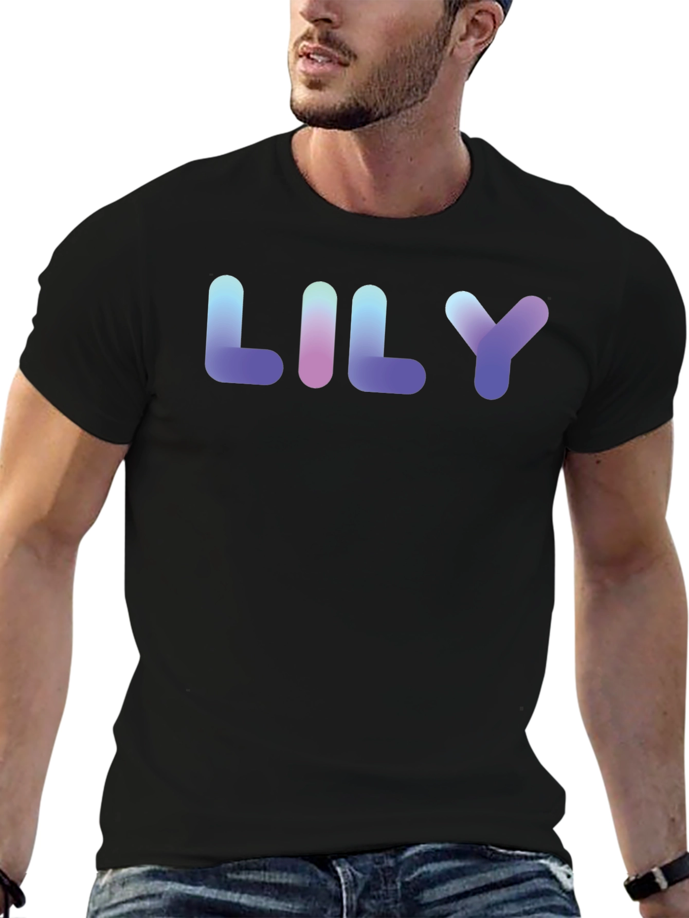LILY Gradient Text Black T-Shirt - 6