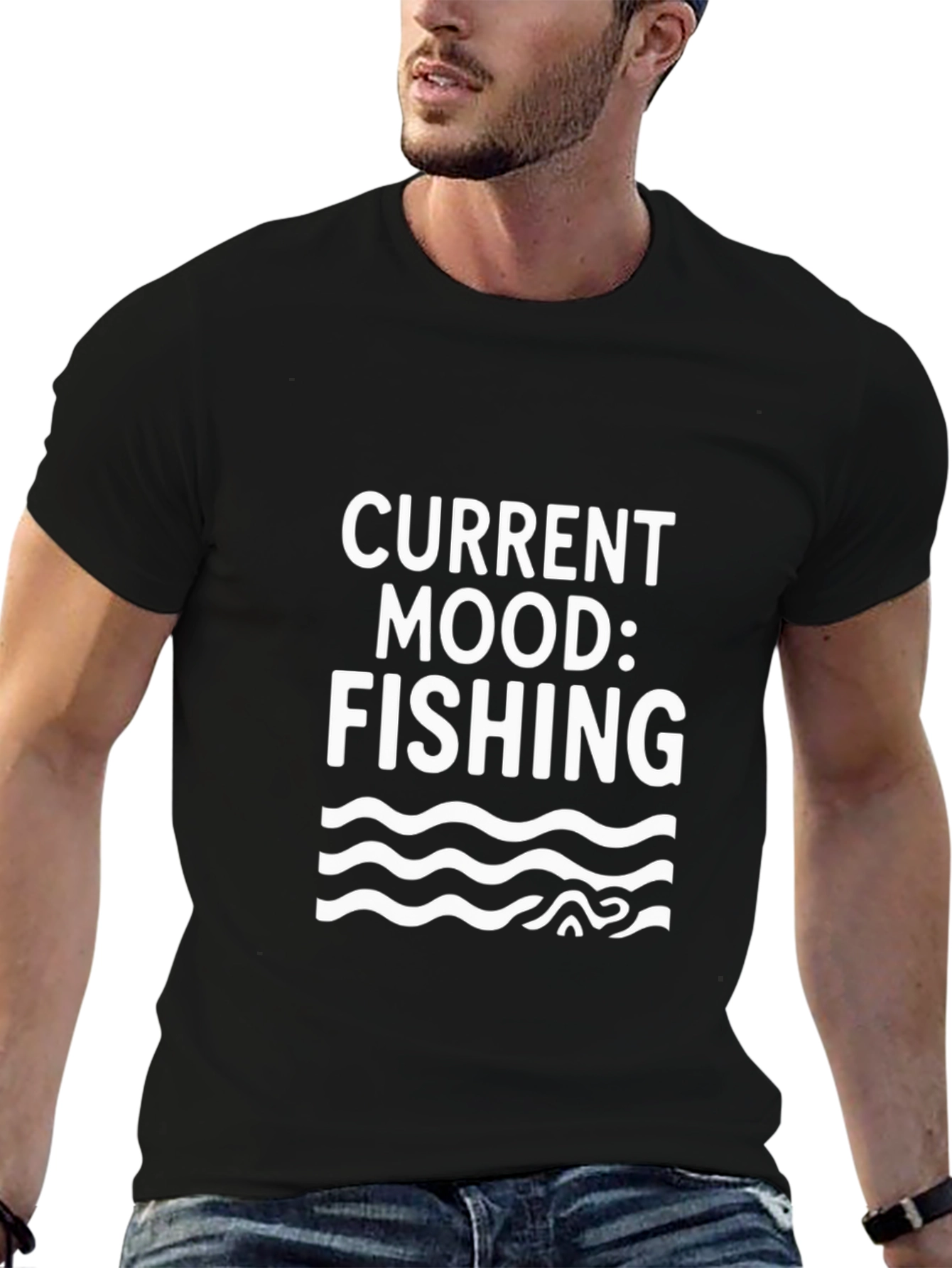 Black Current Mood Fishing T-Shirt - Black Cotton Tee view 6