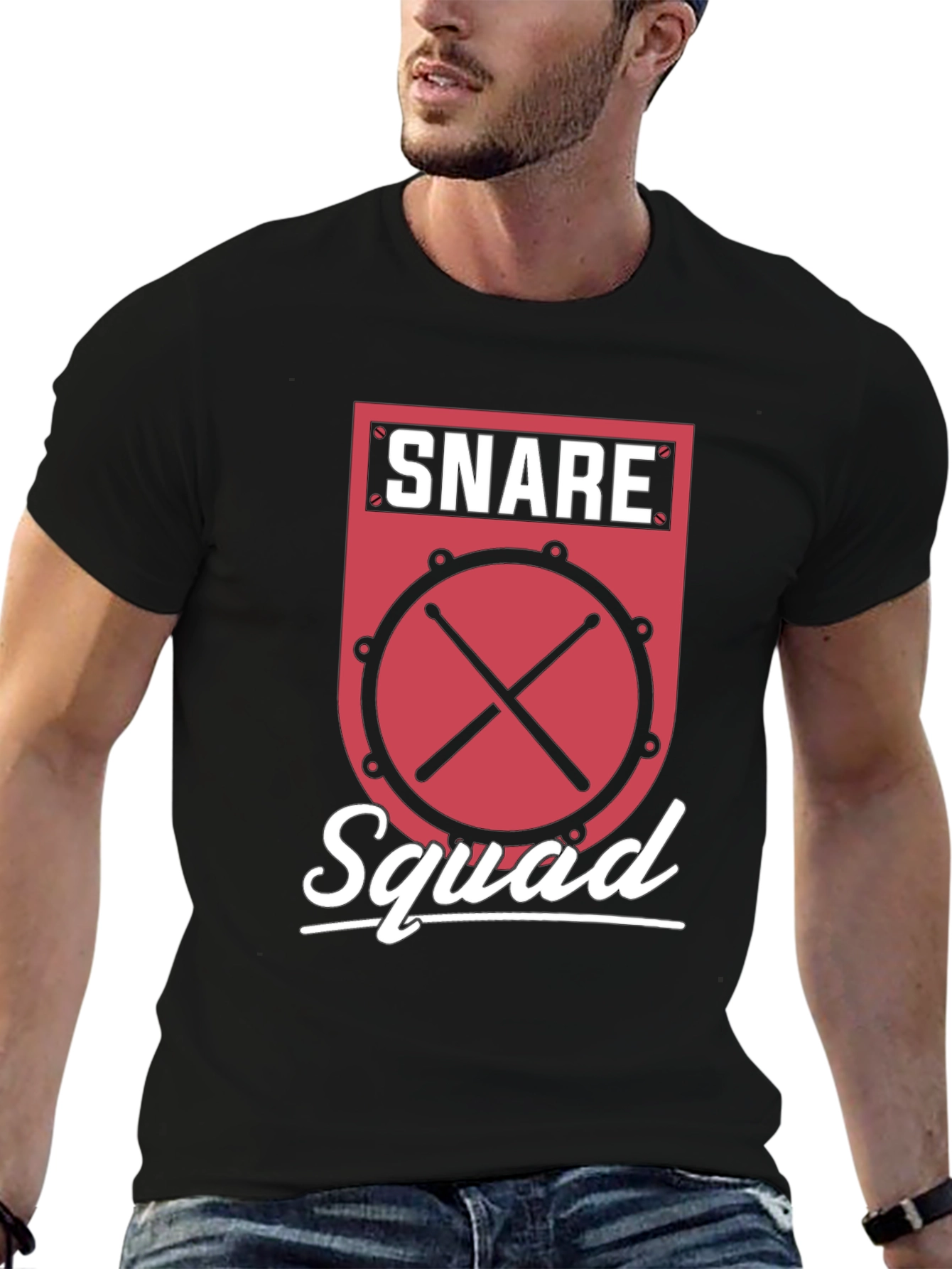 Black Snare Squad Drummer Graphic Tee view 6