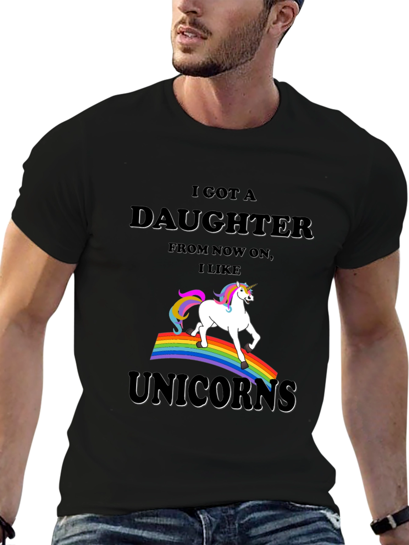 Black I Got a Daughter Unicorn T-Shirt view 6