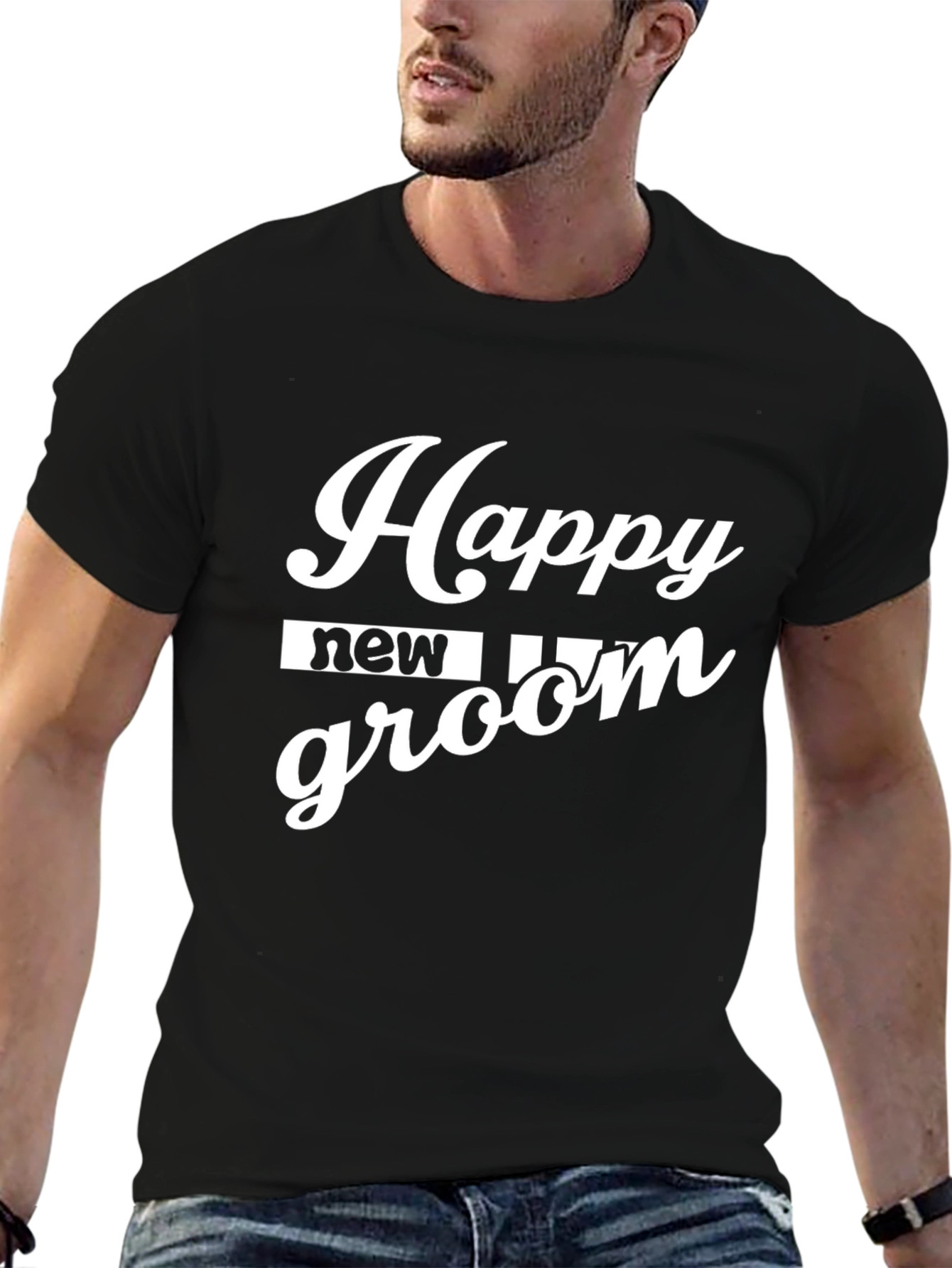Black Happy New Groom T-Shirt view 6