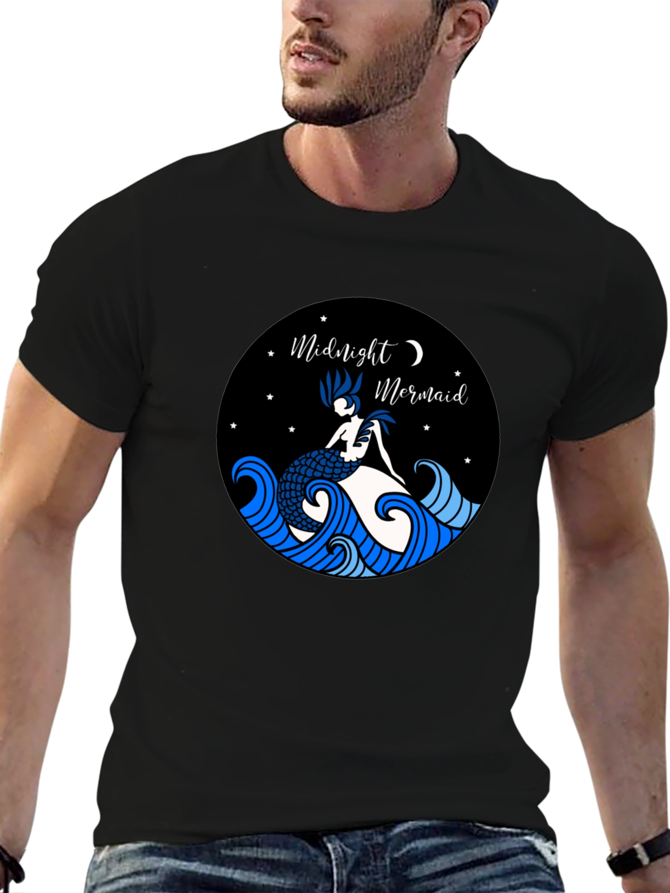 Black Midnight Mermaid Graphic Tee view 6