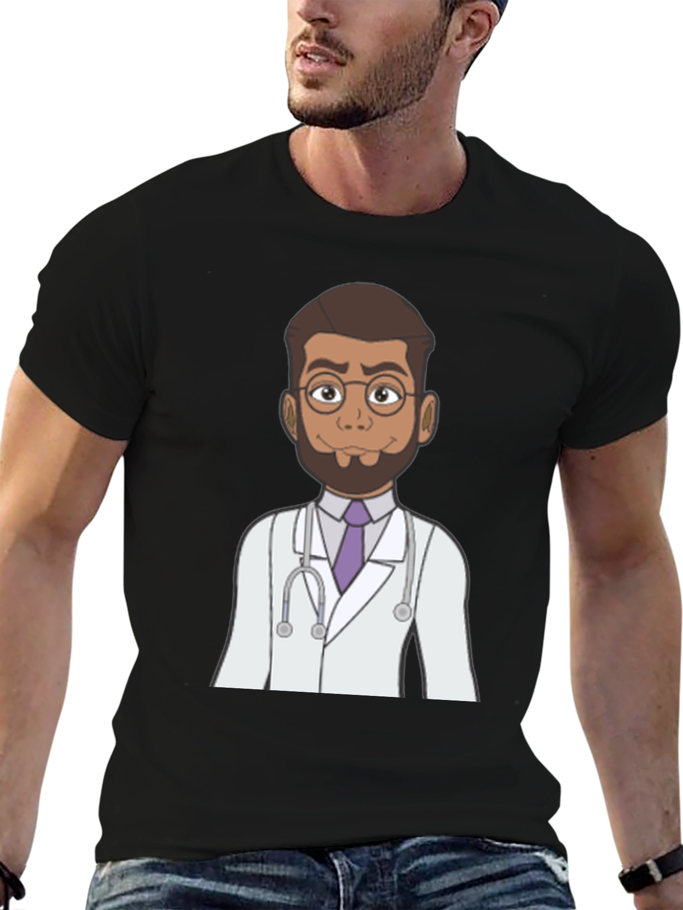 Black Doctor Cartoon Graphic T-Shirt view 6