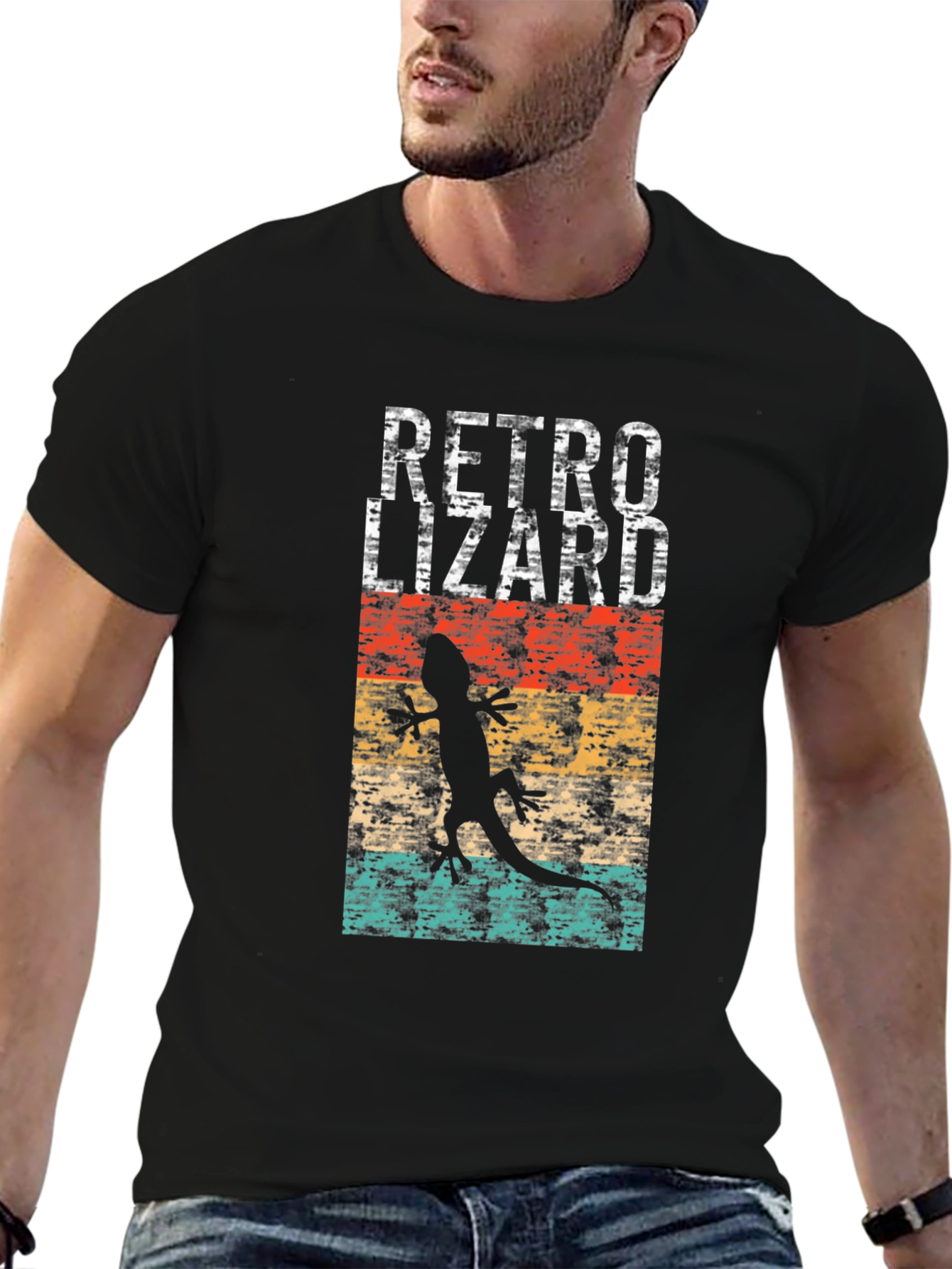 Black Retro Lizard Graphic T-Shirt - Black view 6