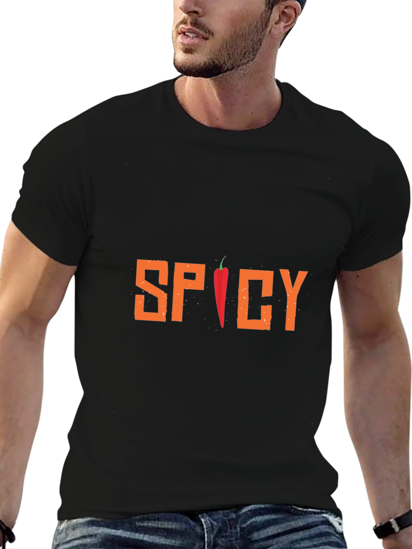 Black Spicy Chili Pepper Graphic Tee - Black T-Shirt view 6