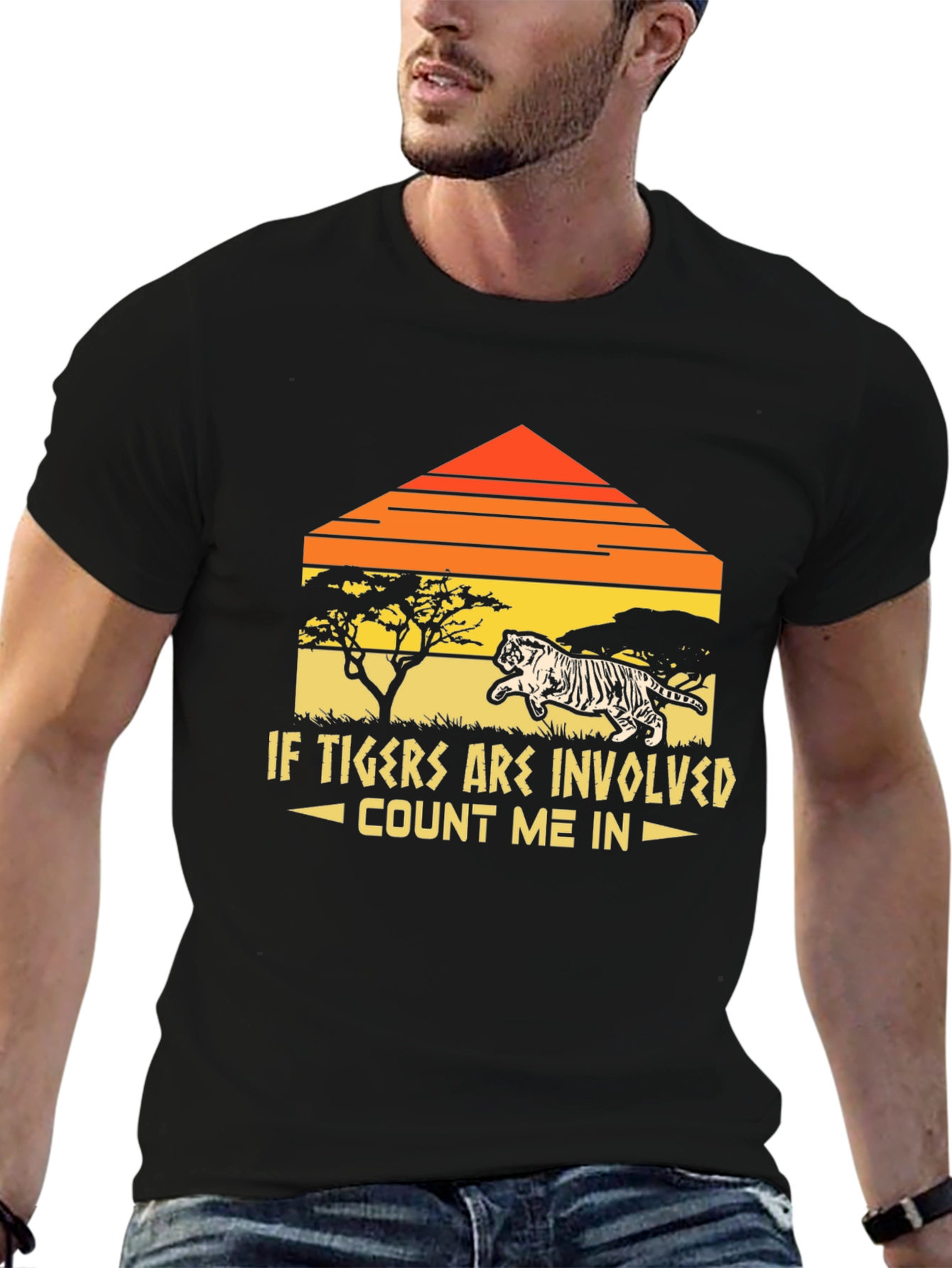 Black Tigers Involved Graphic T-Shirt - Safari Sunset Tee view 6