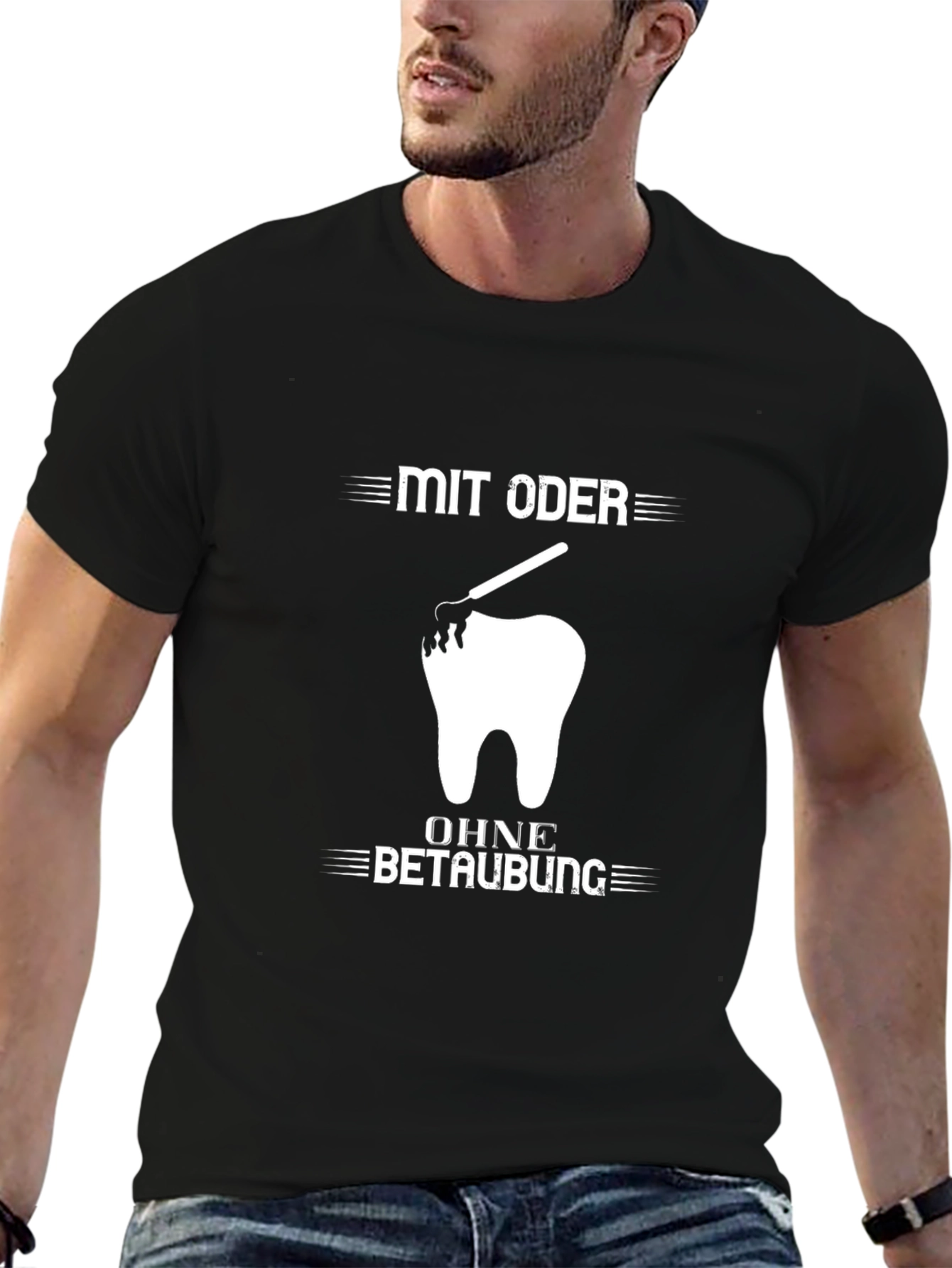 Black Funny Dentist T-Shirt - Tooth Design - With or Without Numbing view 6
