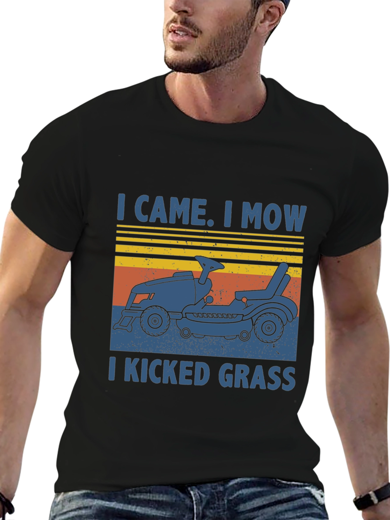Black I Came I Mow T-Shirt - Lawn Mower Humor view 6