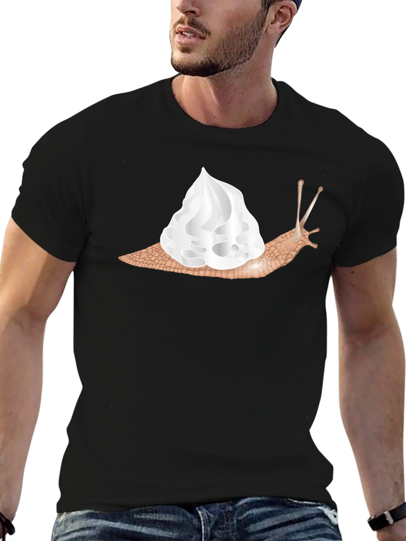 Black Snail Whipped Cream Graphic Tee - Unique Fashion view 6