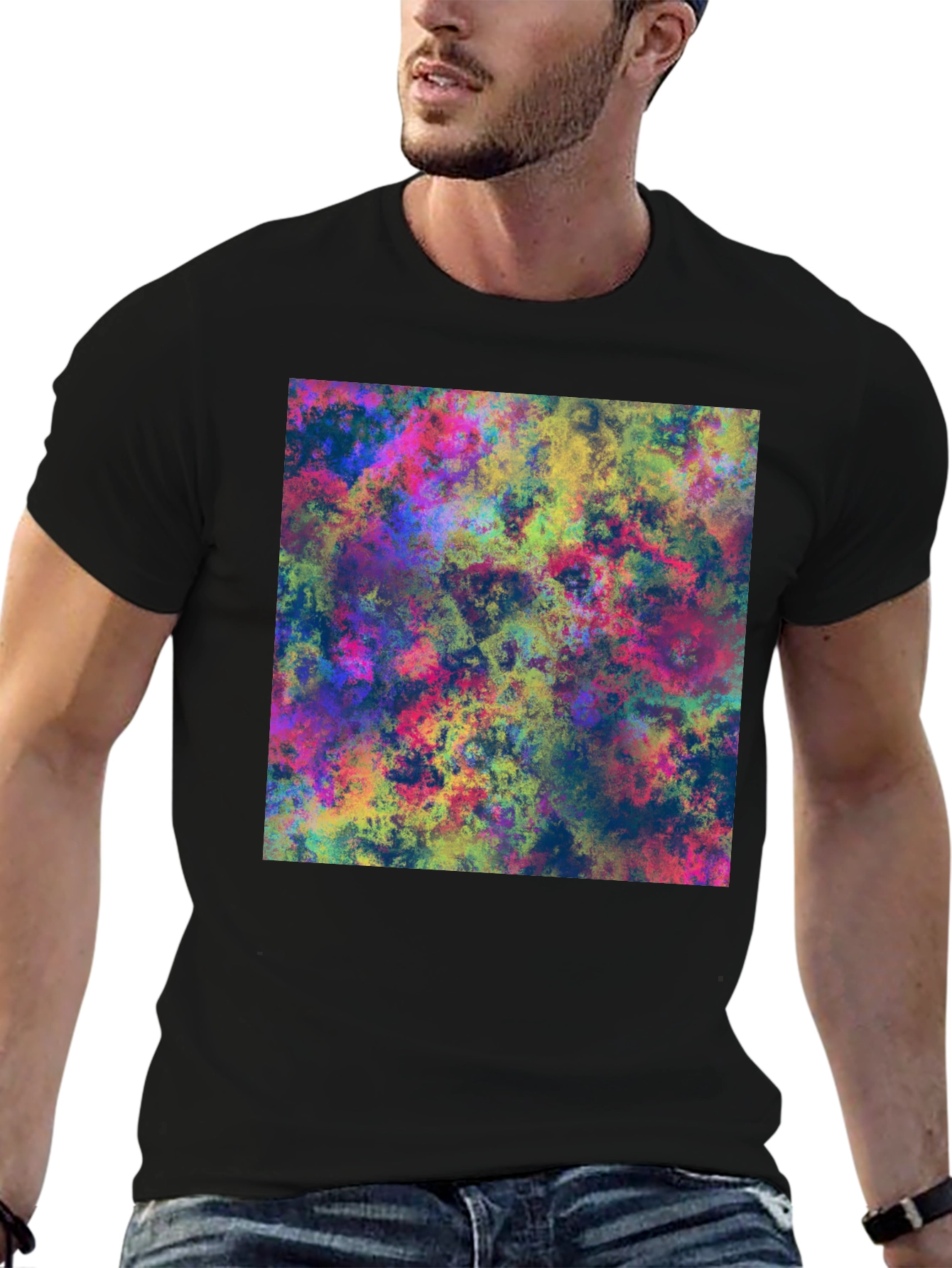 Black Abstract Art Print Black T-Shirt view 6