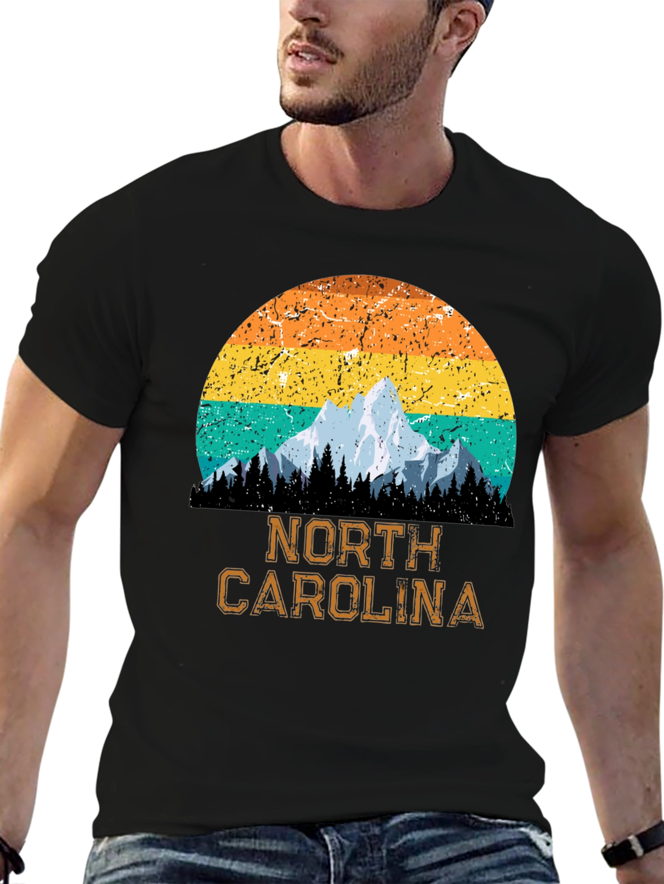 Black North Carolina Mountain Graphic T-Shirt view 6