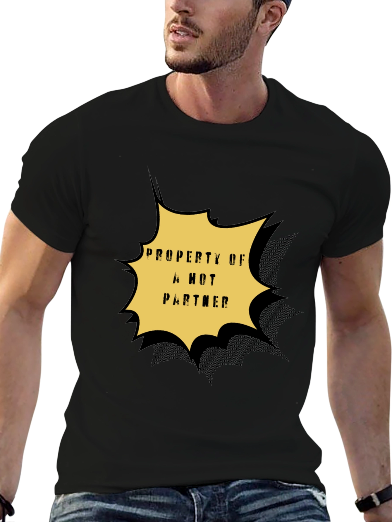 Black Property of a Hot Partner Graphic Tee - Black view 6