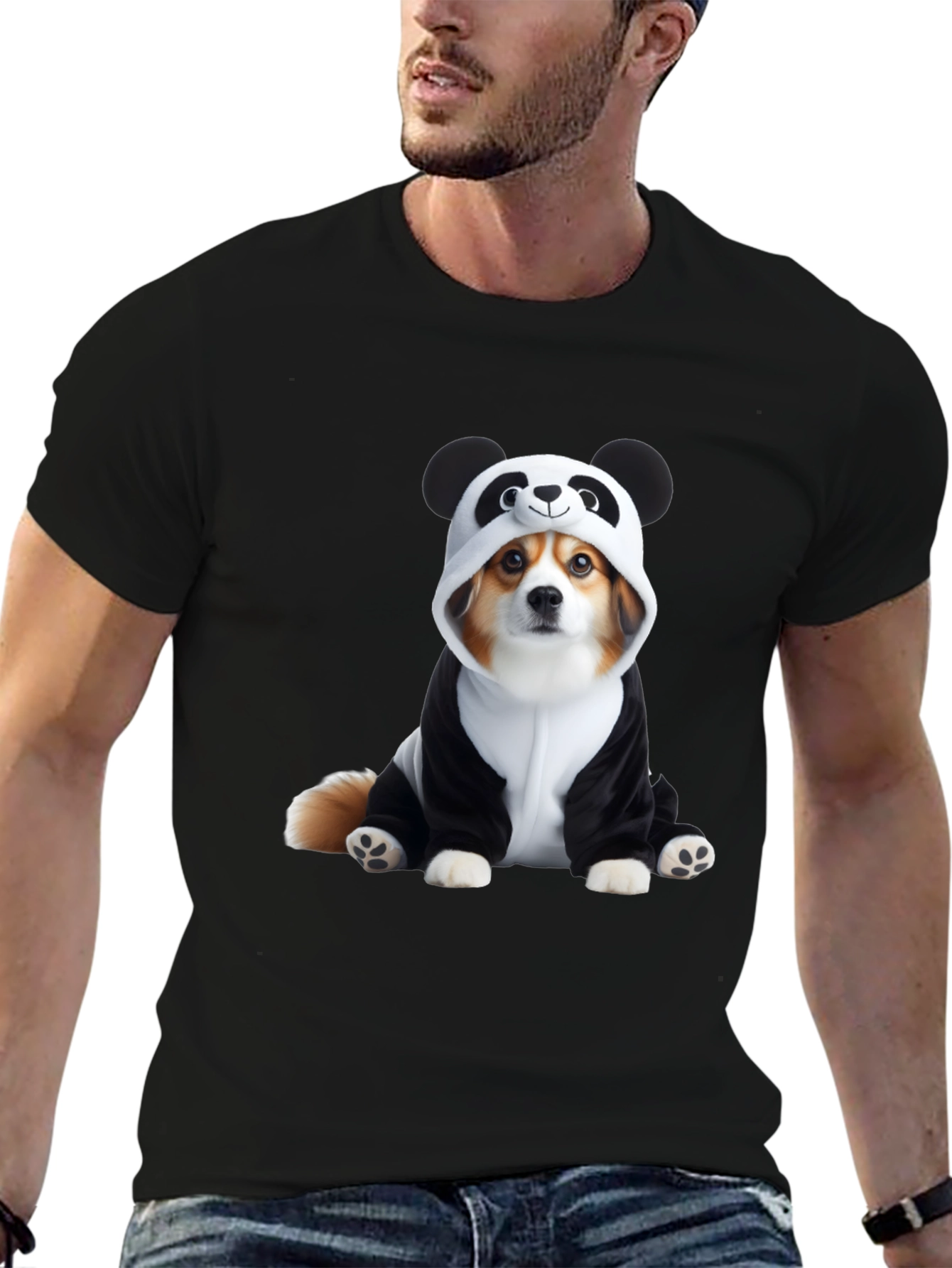 Black Dog Panda Costume T-Shirt view 6