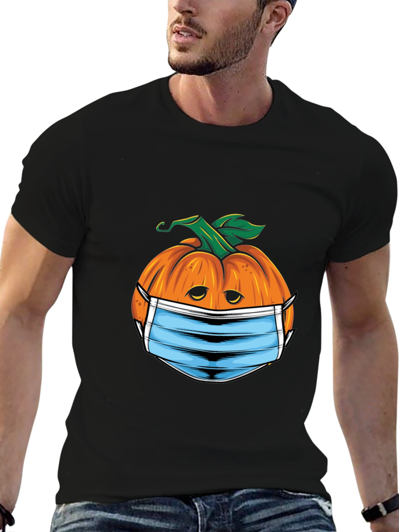 Black Masked Pumpkin Graphic Tee - Halloween Ready! view 6