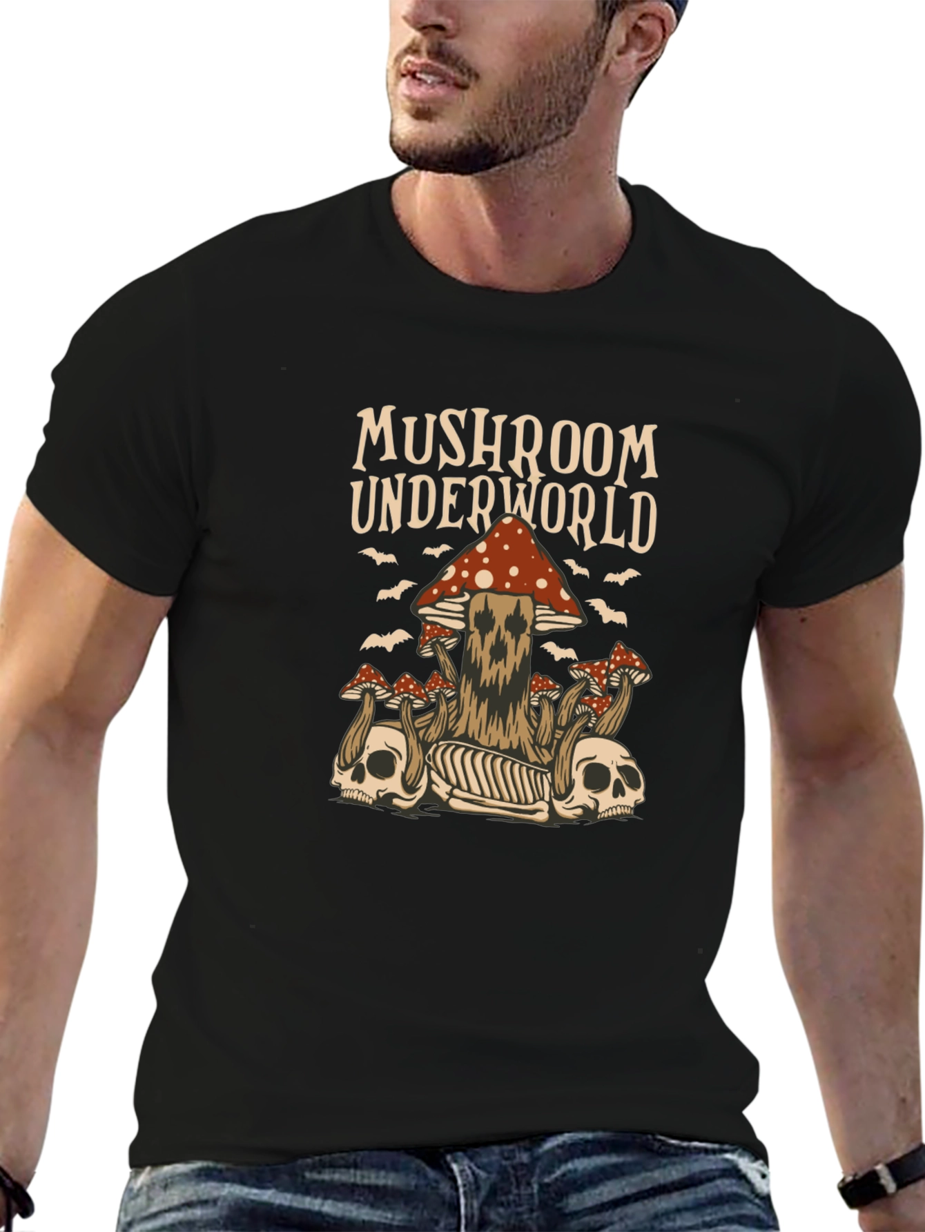 Black Mushroom Underworld Graphic Tee view 6