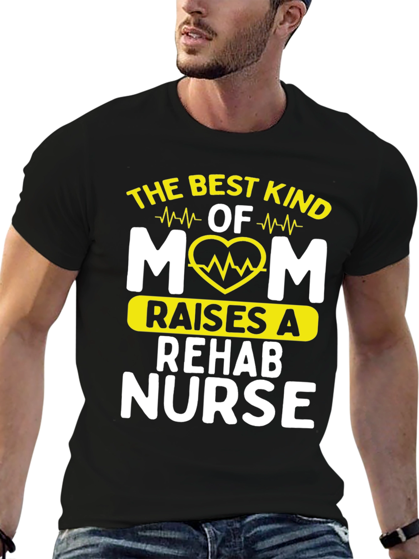 Black Best Kind of Mom Rehab Nurse T-Shirt view 6