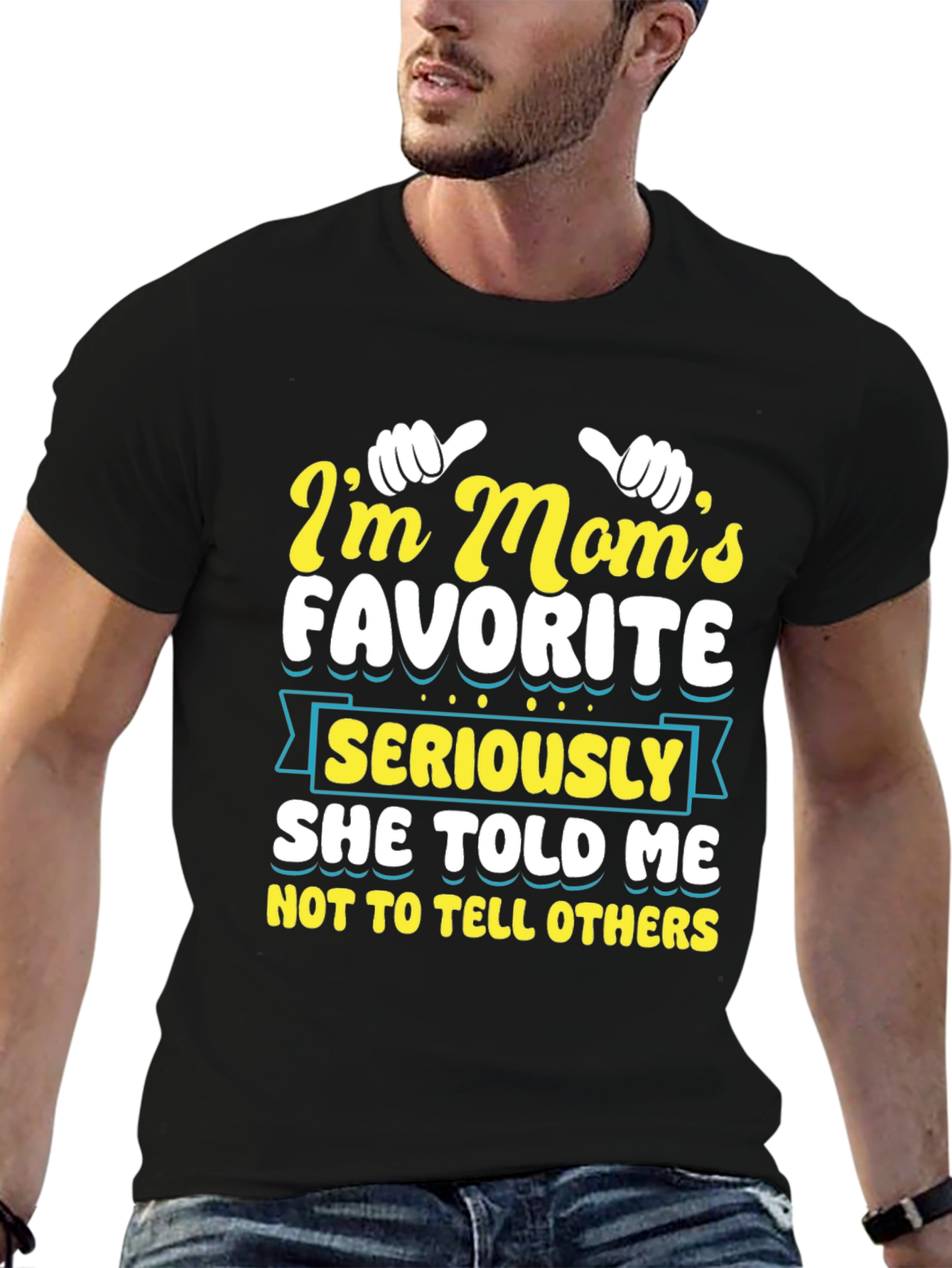 Black I'm Mom's Favorite T-Shirt - Funny Graphic Tee view 6