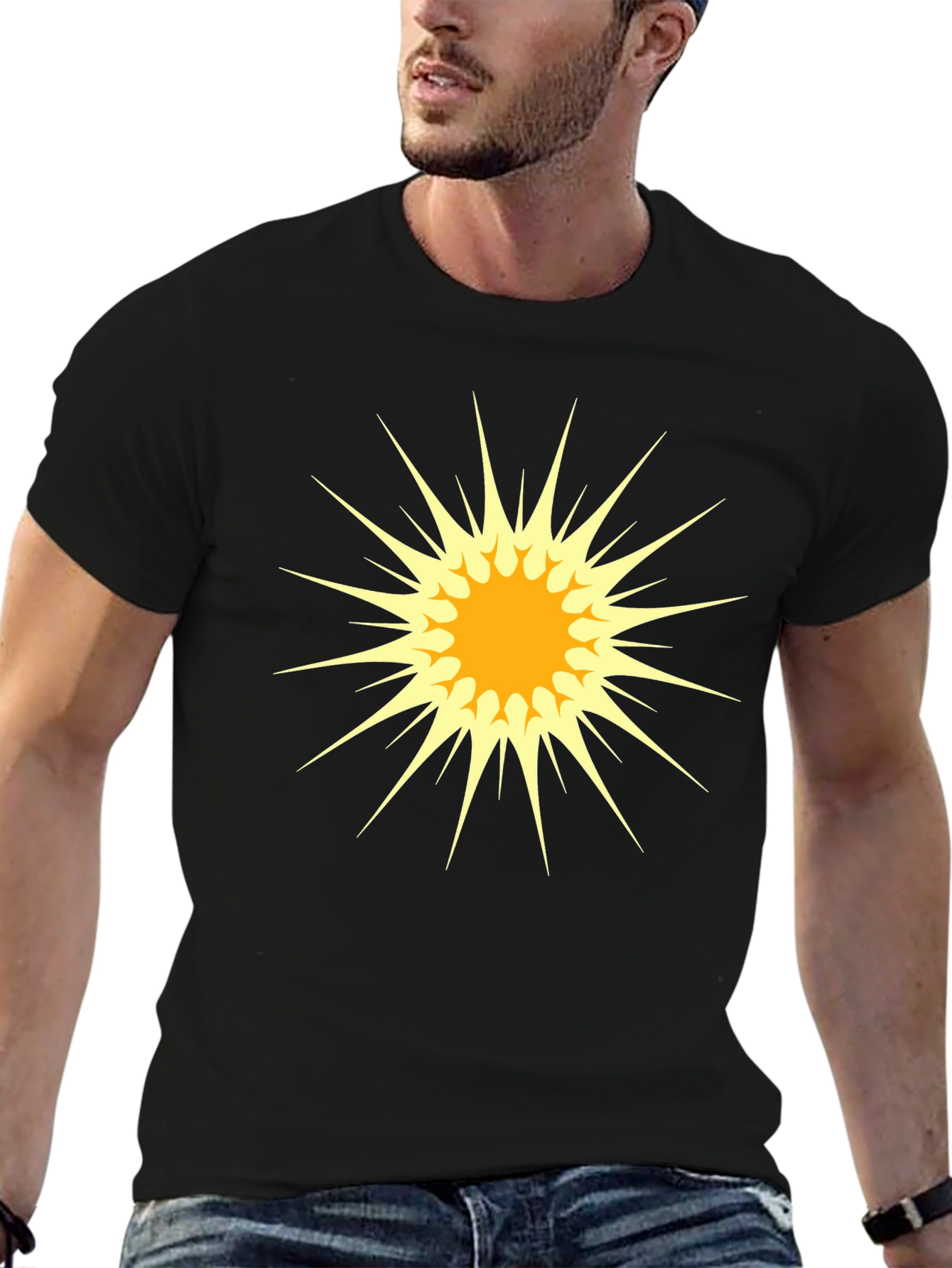 Black Exploding Star Graphic Tee - Cool Casual Comfort view 6