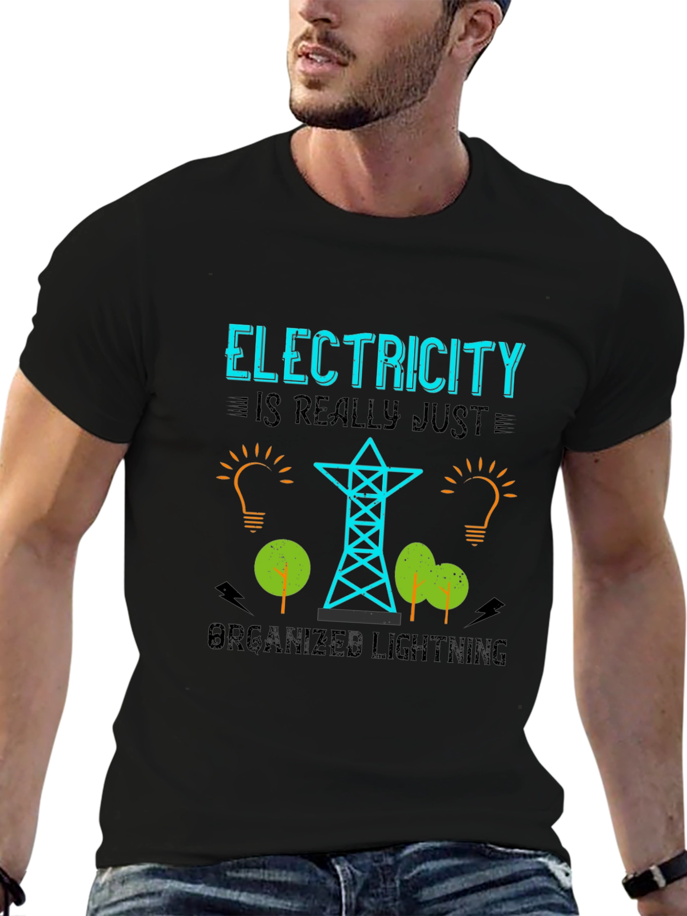 Black Electricity is Really Just Organized Lightning T-Shirt view 6