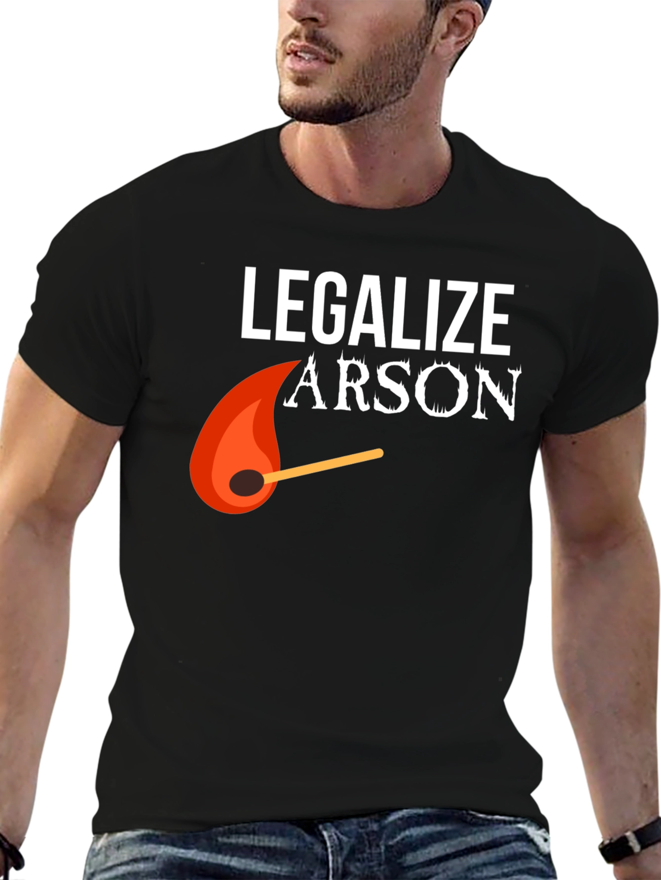 Black Legalize Arson Graphic Tee - Funny Fire Starter Shirt view 6
