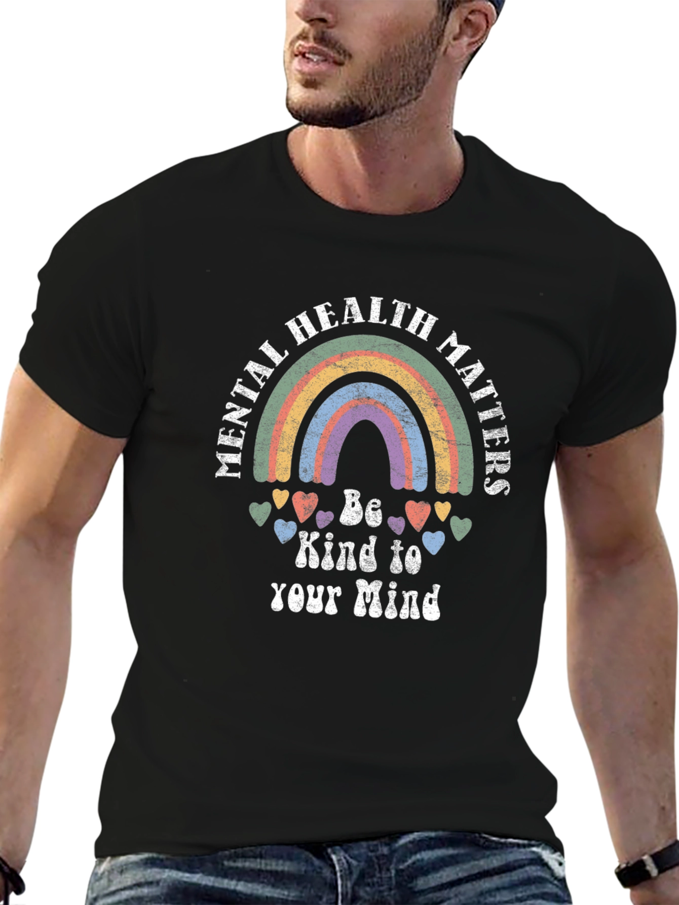 Black Mental Health Matters Rainbow Graphic Tee view 6