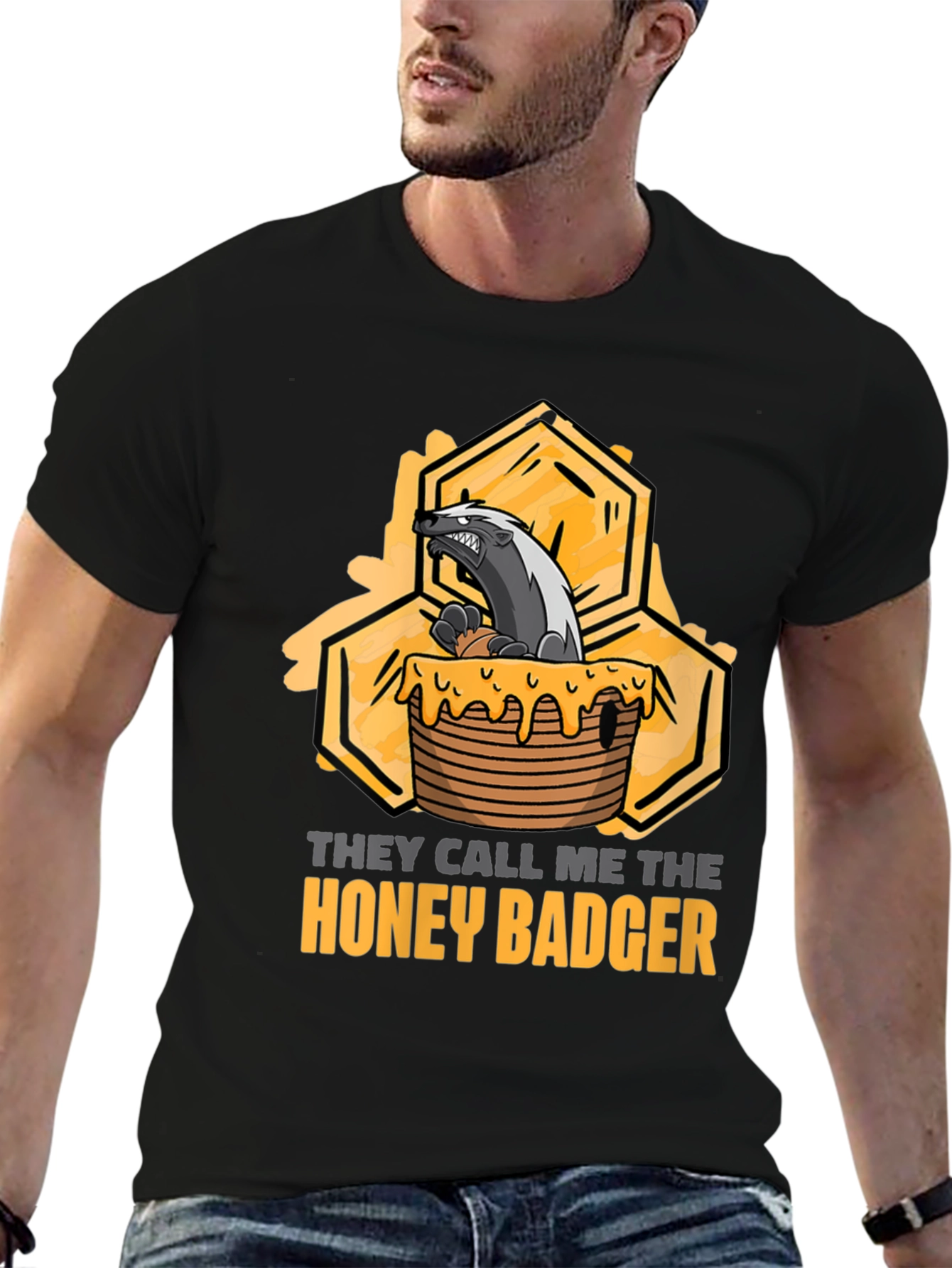 Black Honey Badger Graphic T-Shirt - Unisex view 6