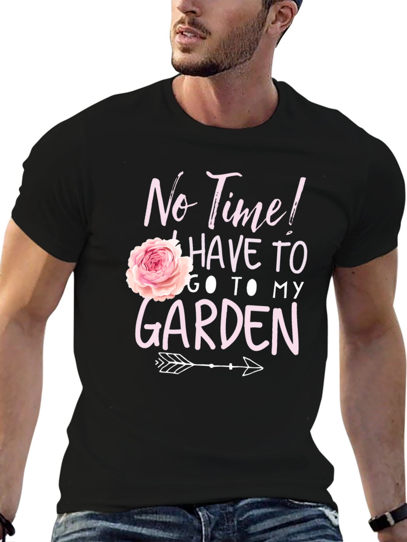 Black Gardening T-Shirt - No Time, Garden! view 6