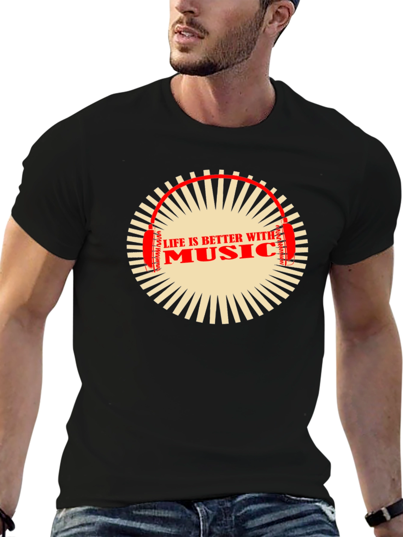 Black Music Lover Black T-Shirt view 6